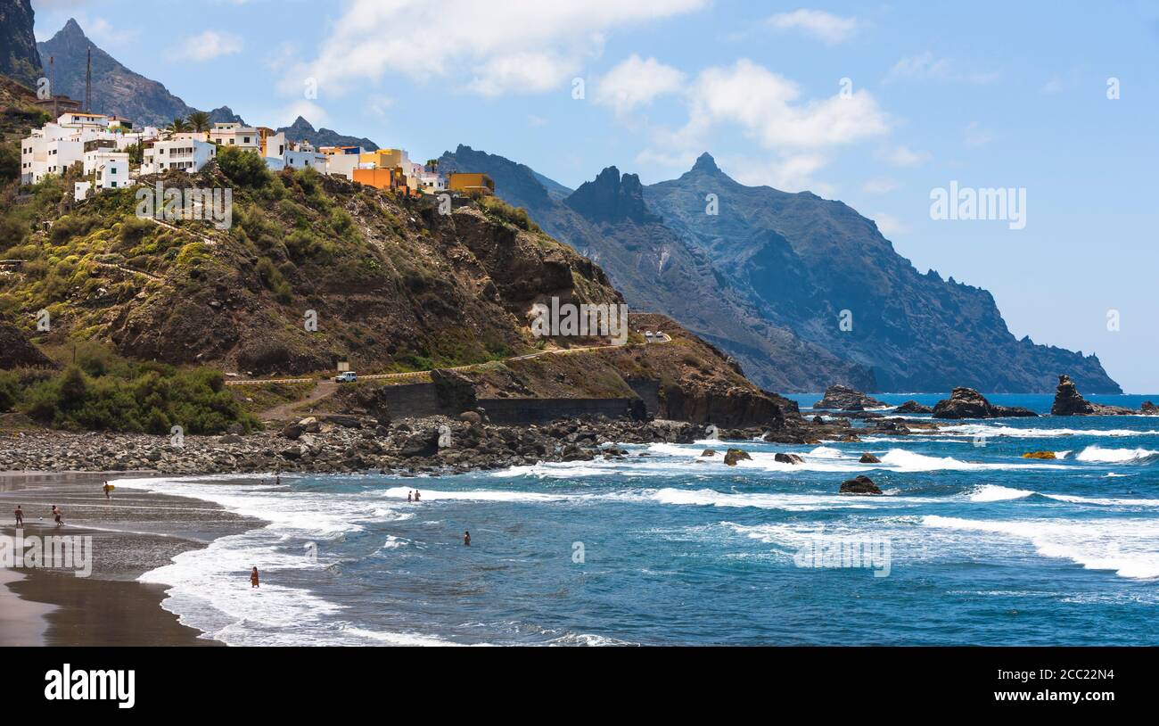 In Spagna, in vista di Playa del Roque de las Bodegas Foto Stock