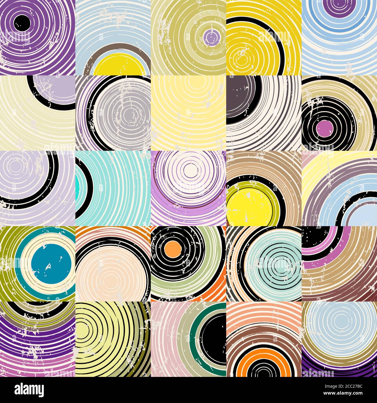 motivo di sfondo senza cuciture, con cerchi, quadrati, tratti e schizzi Illustrazione Vettoriale