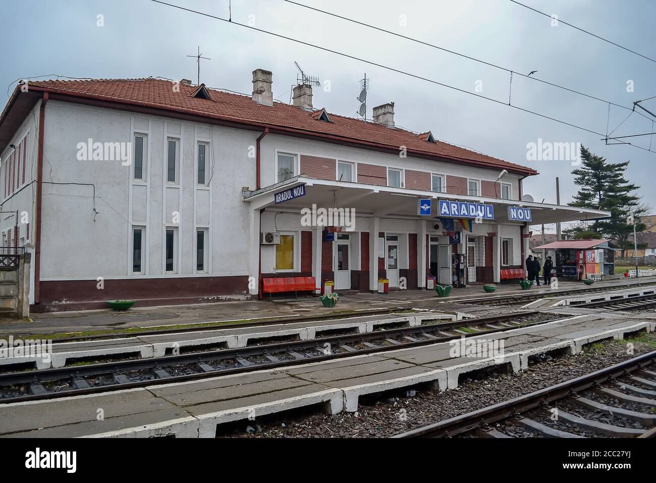 Arad, Romania - 01 dicembre 2012: Stazione ferroviaria di New Arad Foto Stock