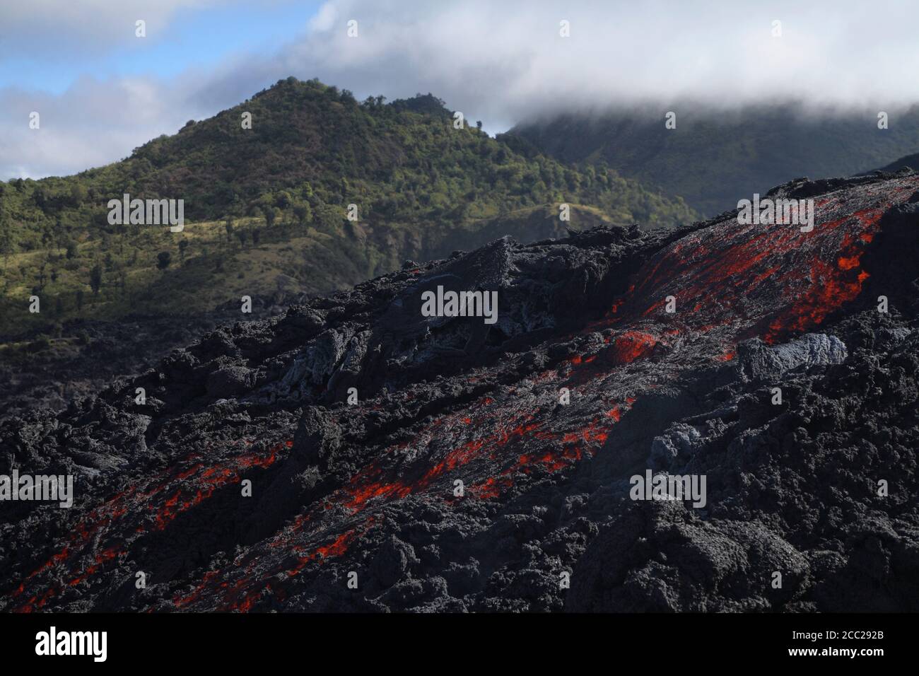 Guatemala, vulcano Pacaya, flusso di lava Foto Stock