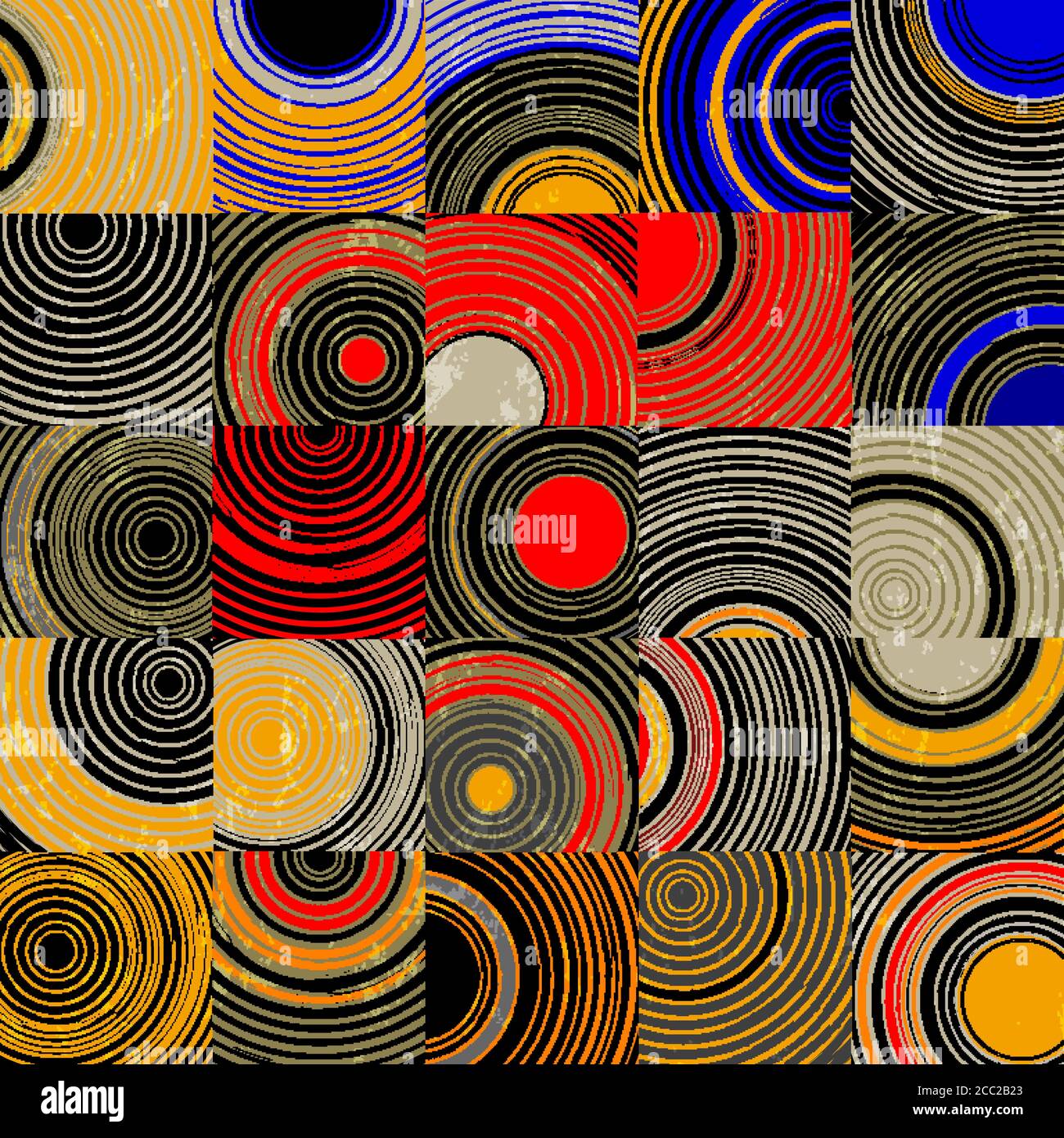 motivo di sfondo senza cuciture, con cerchi, quadrati, tratti e schizzi Illustrazione Vettoriale