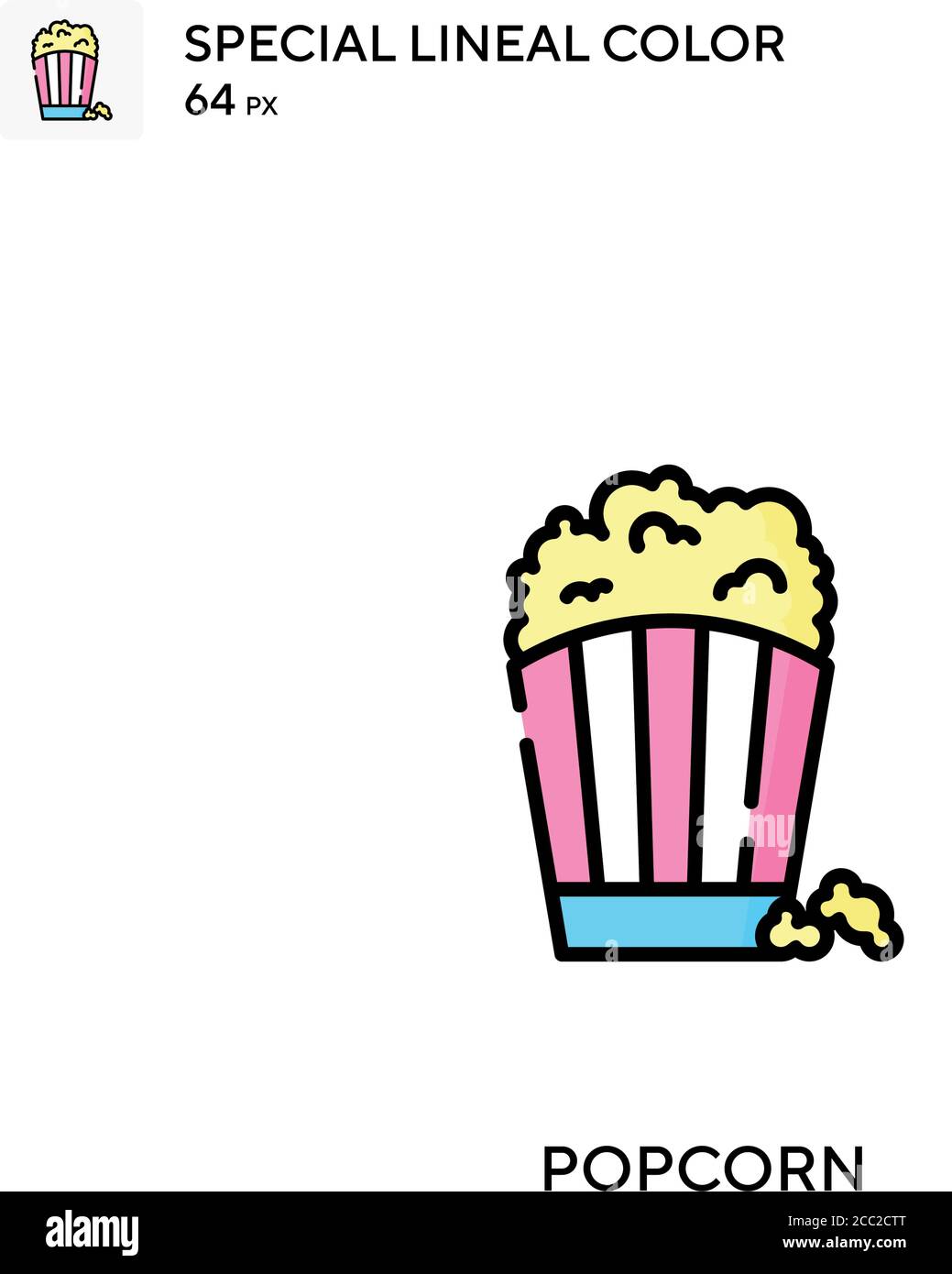 Popcorn icona vettore colore lineare speciale. Icone popcorn per il vostro progetto di affari Illustrazione Vettoriale
