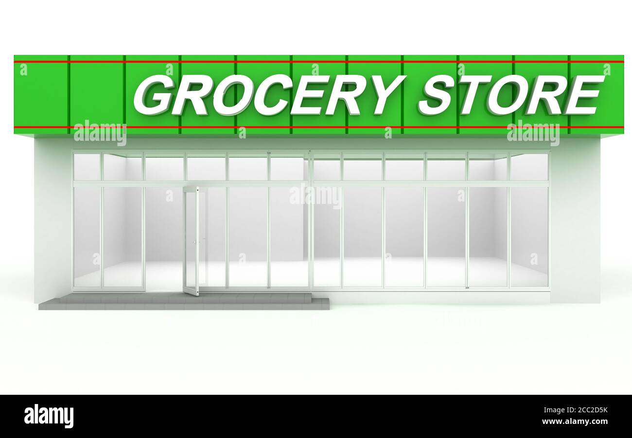 Illustrazione 3D di un supermercato Foto Stock