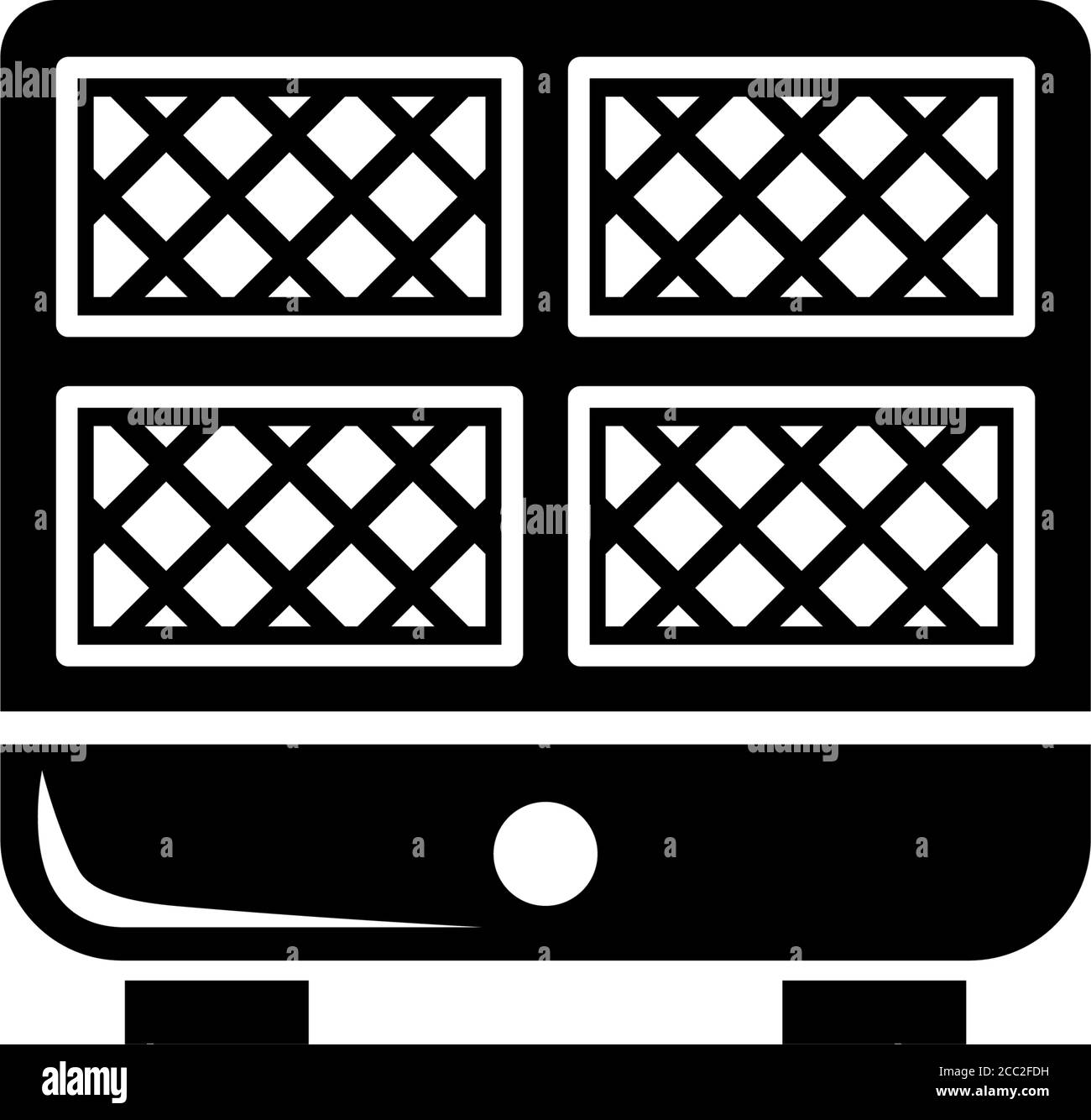Macchina per waffle, macchina per waffle da cucina. Illustrazione dell'icona Flat Vector. Semplice simbolo nero su sfondo bianco. Waffle da cucina, waffle da cucina Illustrazione Vettoriale
