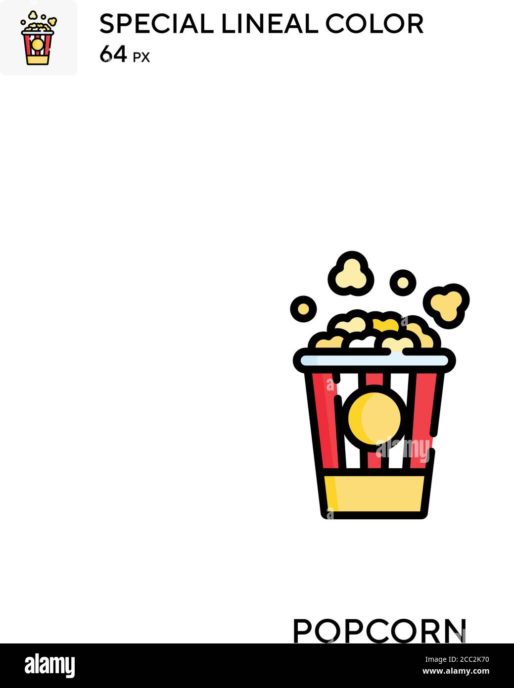 Popcorn icona vettore colore lineare speciale. Icone popcorn per il vostro progetto di affari Illustrazione Vettoriale