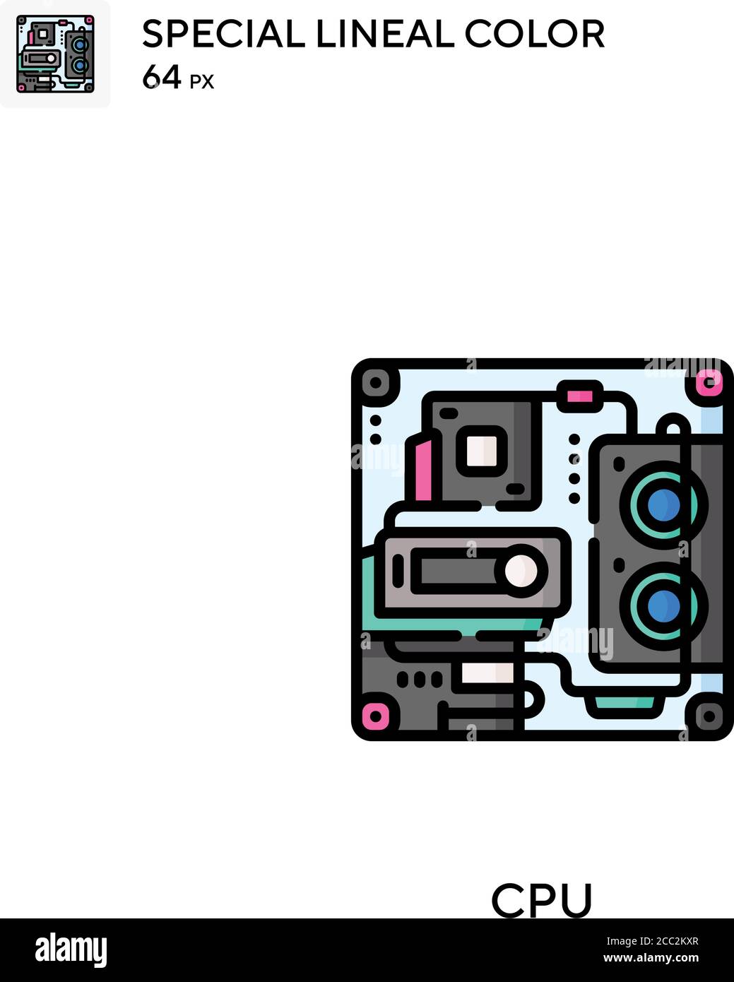 Icona vettore colore lineare speciale CPU. Icone CPU per il vostro progetto aziendale Illustrazione Vettoriale