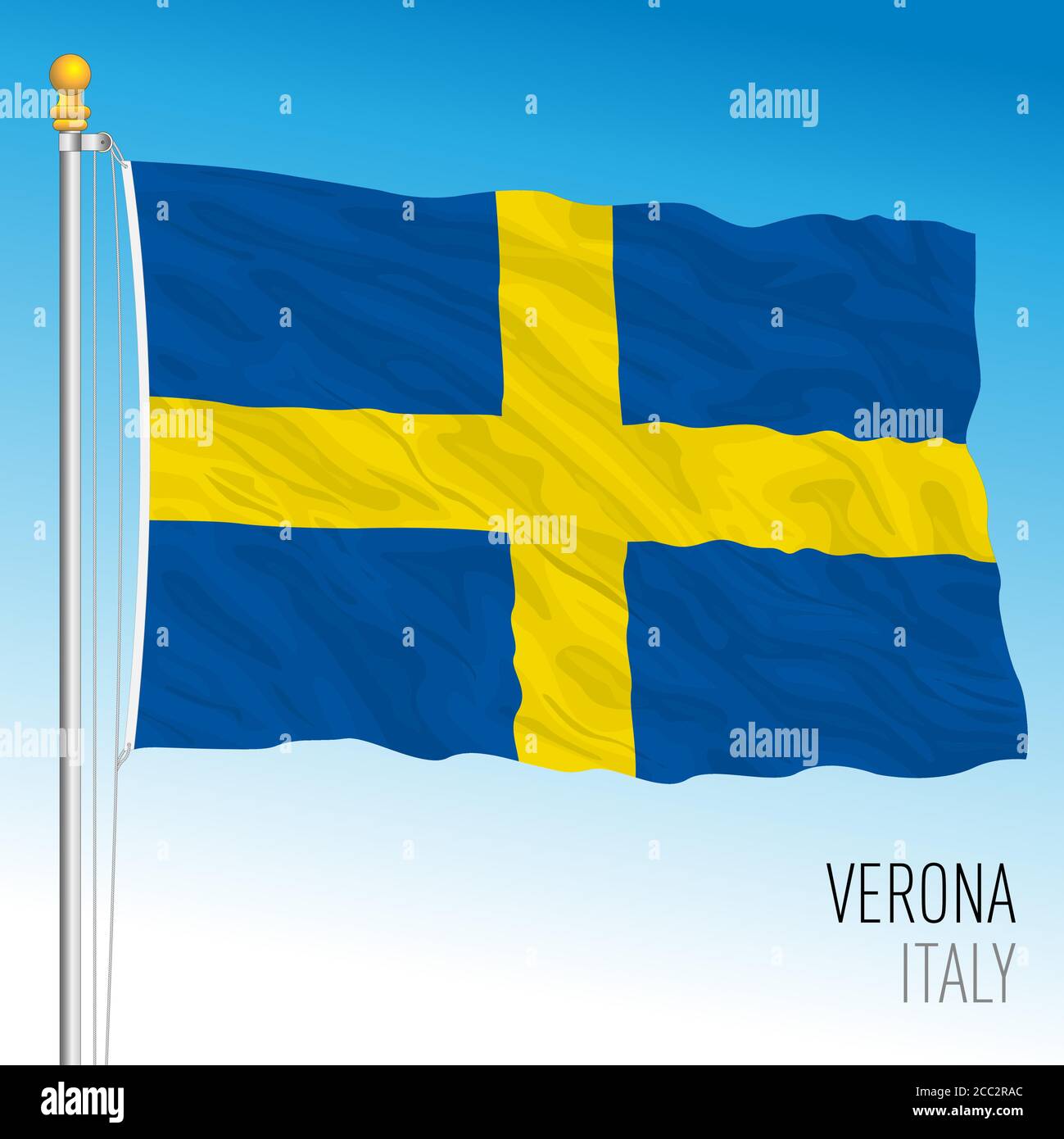 Città di Verona bandiera ufficiale, Veneto, Italia, illustrazione vettoriale Illustrazione Vettoriale