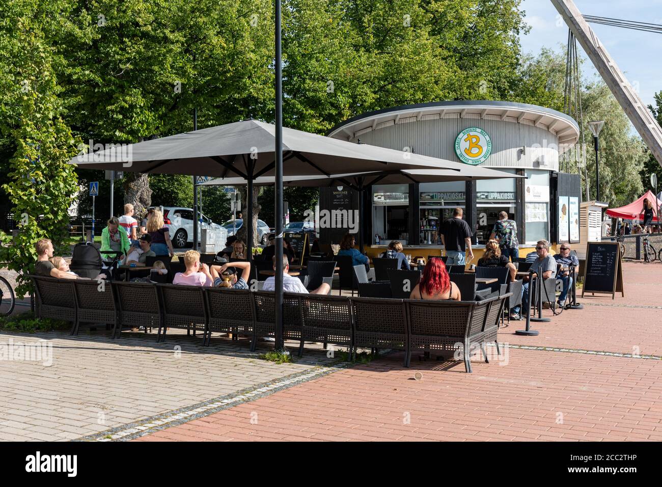 B-Side Burgers o Lippakioski caffetteria all'aperto a Porvoo, Finlandia Foto Stock