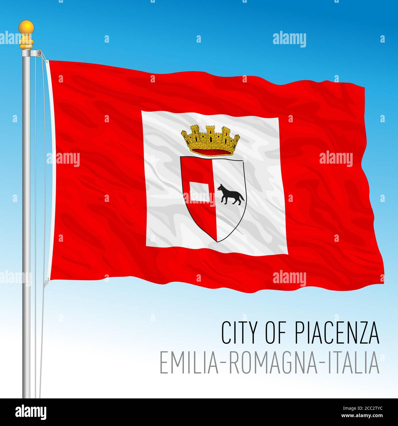 Piacenza, Emilia-Romagna, Italia, bandiera della città, illustrazione vettoriale Illustrazione Vettoriale