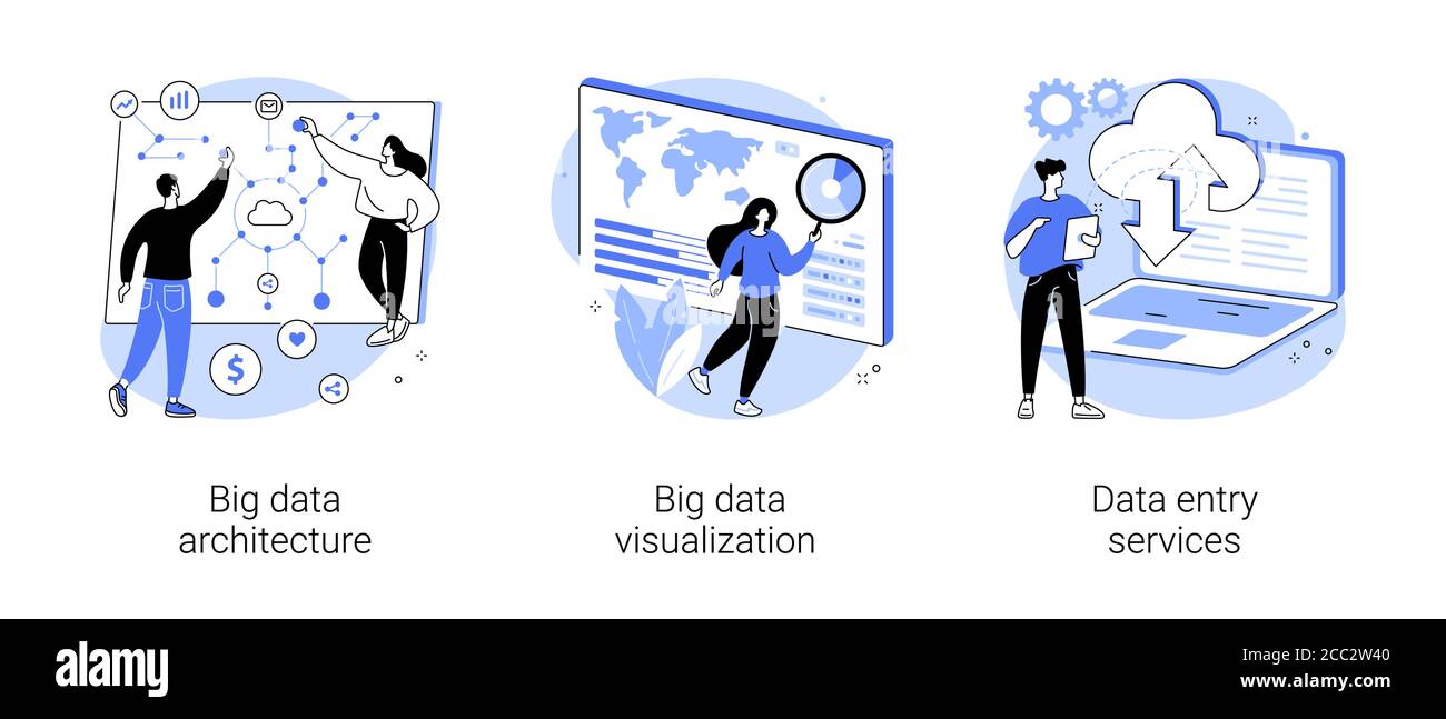 Illustrazioni vettoriali di concetto astratto dell'infrastruttura di memorizzazione delle informazioni. Illustrazione Vettoriale