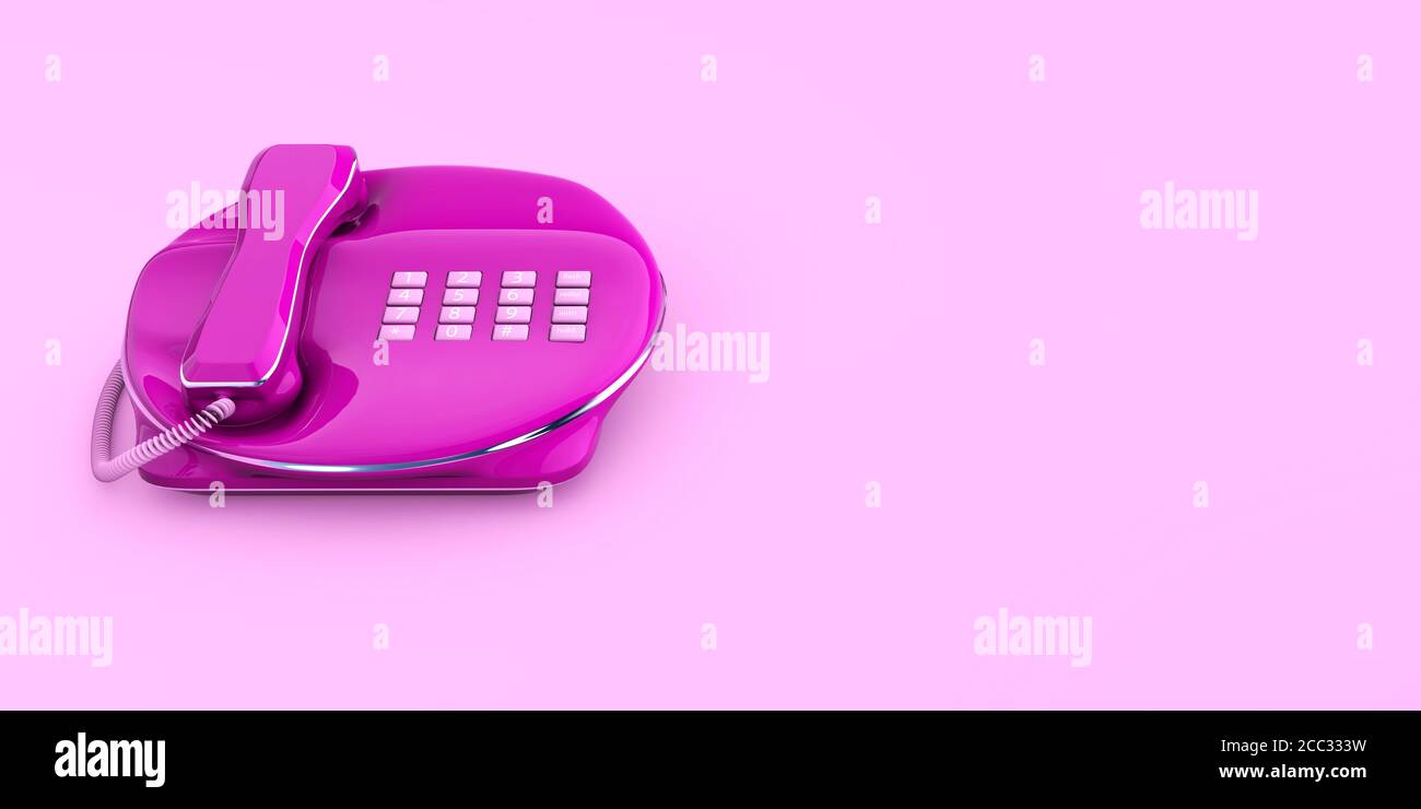 Risolto il problema del telefono, il colore rosa ha contattato il rendering 3d Concept design isolato Foto Stock