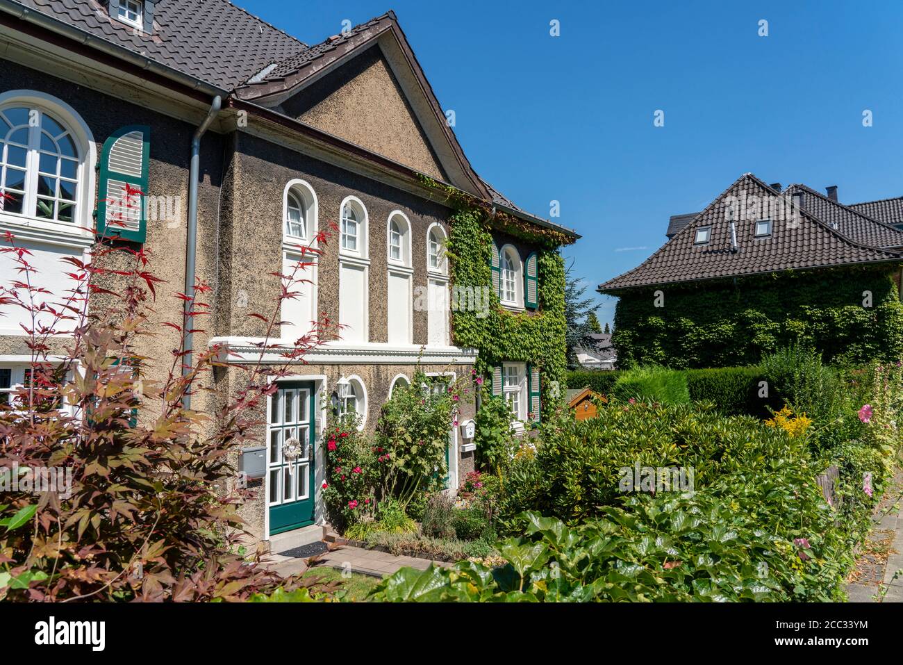Insediamento di Margarethenhöhe, patrimonio insediamento di città giardino, costruito dal 1906 al 1938, Essen, Germania Foto Stock