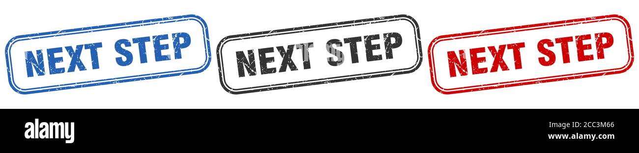 passo successivo insieme di segni isolati quadrati. passo successivo timbro Illustrazione Vettoriale