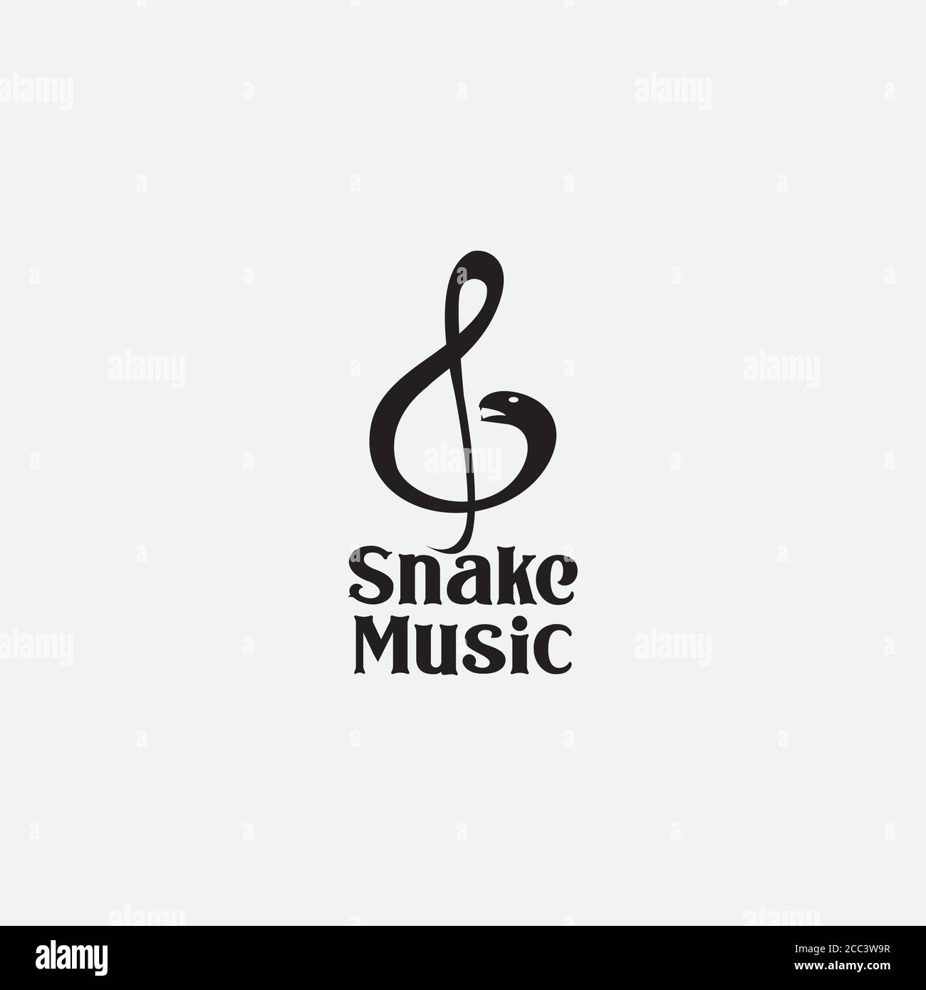 note musicali e design moderno con logo serpente Illustrazione Vettoriale