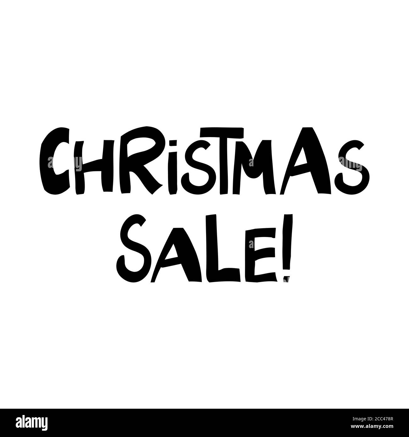 Offerta di Natale. Graziose scritte disegnate a mano in moderno stile scandinavo. Isolato su sfondo bianco. Illustrazione di stock vettoriale. Illustrazione Vettoriale