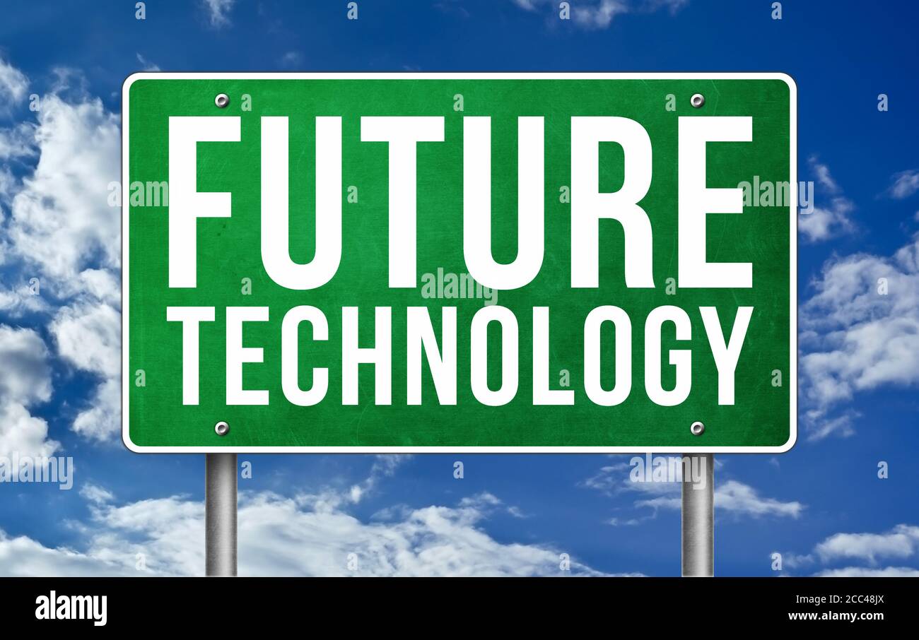 Tecnologia del futuro - concetto di segnaletica stradale Foto Stock