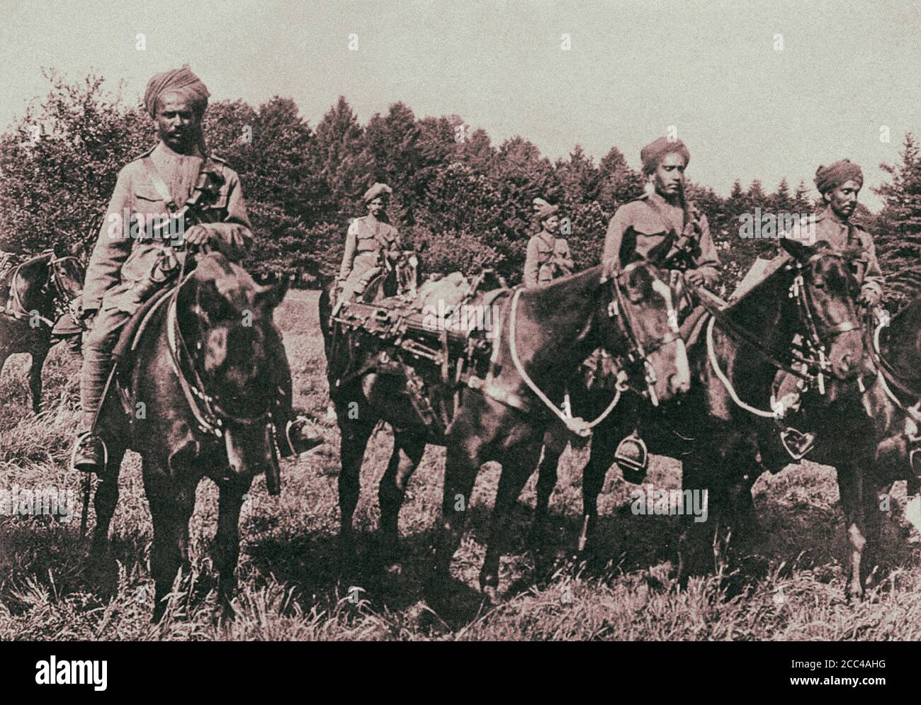 La prima Guerra Mondiale cavalleria indiana dell'esercito britannico. 1916. Foto Stock