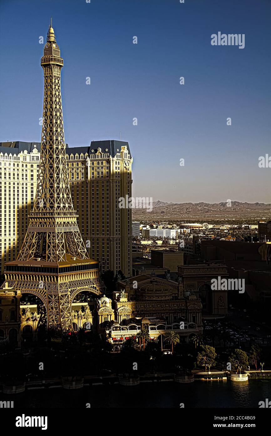 Vista dalla camera del Bellagio Hotel and Casino. Foto Stock
