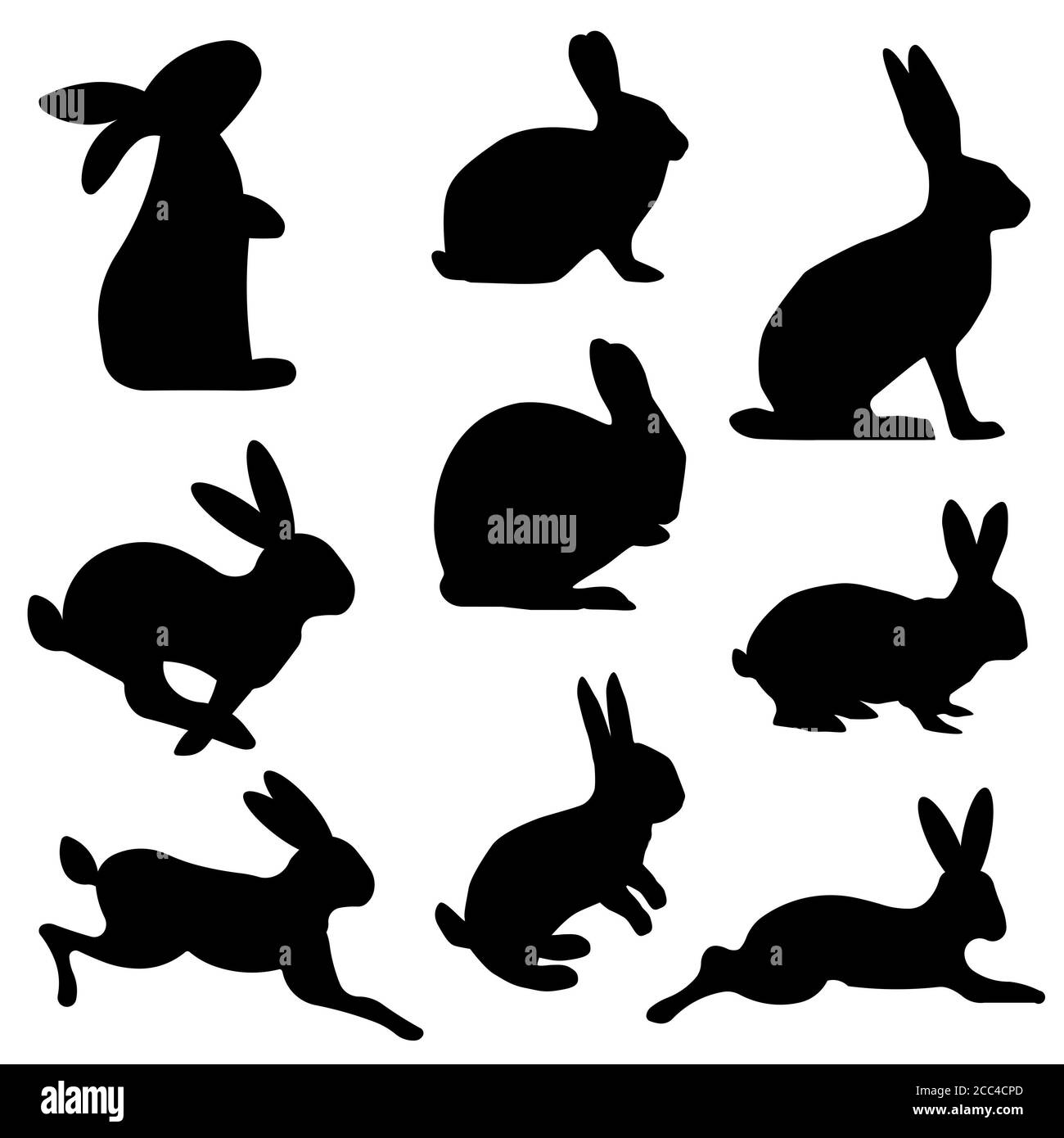 Illustrazione grafica di sagome isolate di conigli - adatto per Un concetto di Pasqua Foto Stock