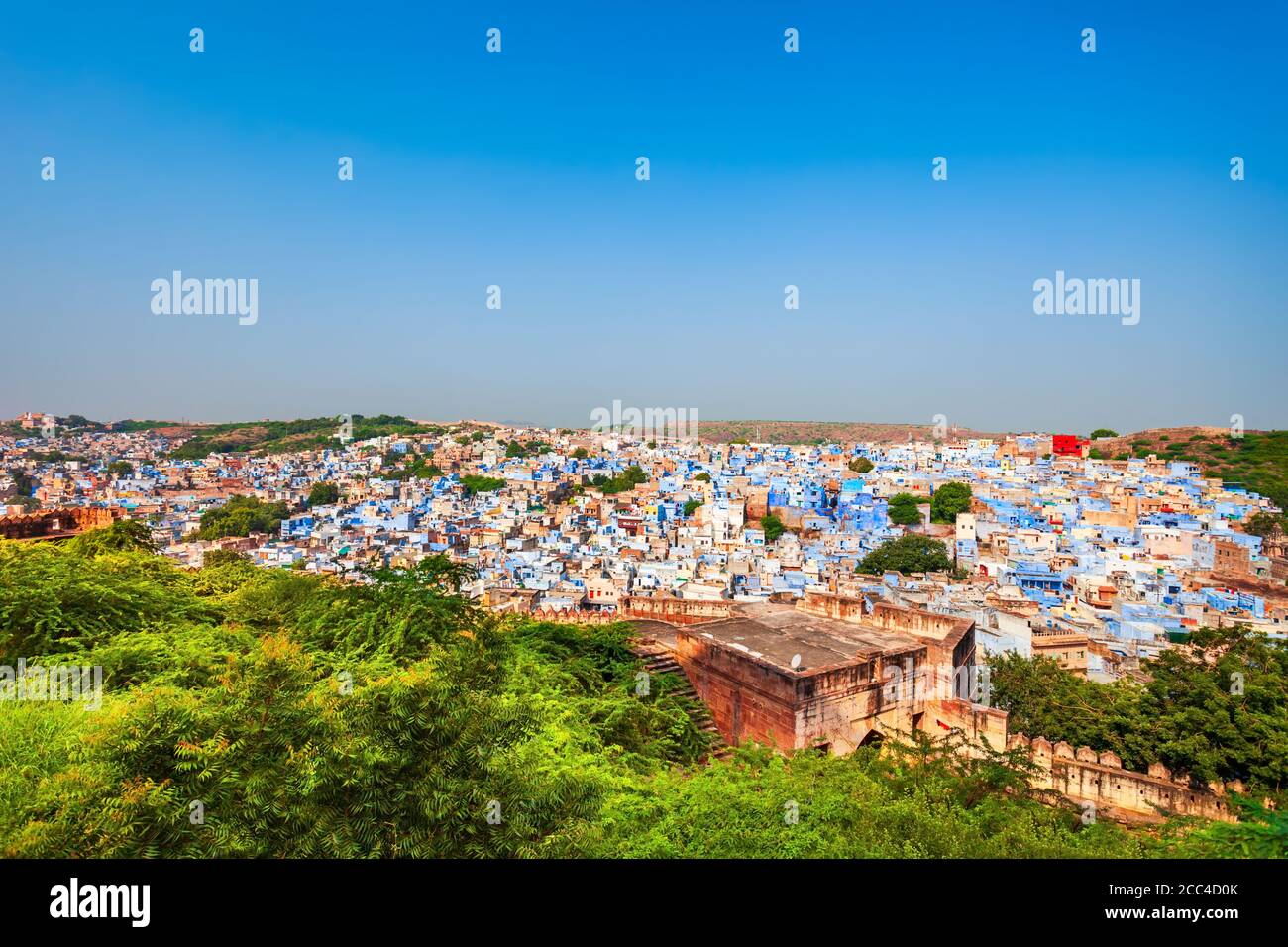 Jodhpur vista panoramica aerea della città. Jodhpur è la seconda città più grande nello stato del Rajasthan dell'India Foto Stock