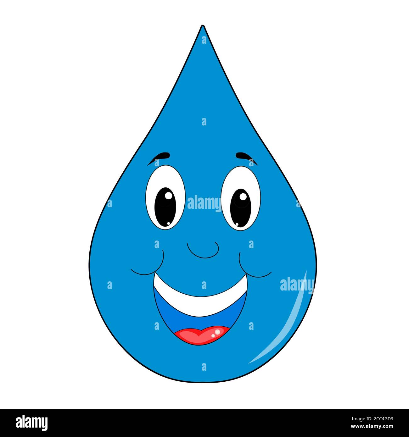 Immagine di una goccia d'acqua sorridente su un bianco sfondo Foto Stock