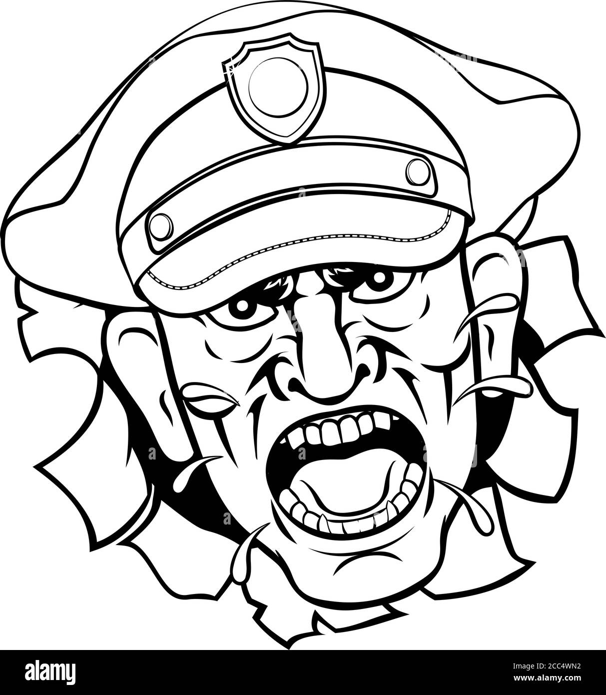 Arrabbiato poliziotto ufficiale di polizia Cartoon Illustrazione Vettoriale