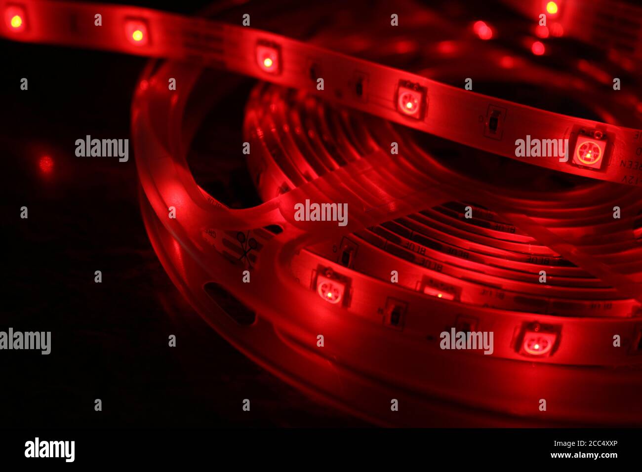 Striscia LED multicolore, nastro luminoso per illuminazione interna a luce fredda Foto Stock