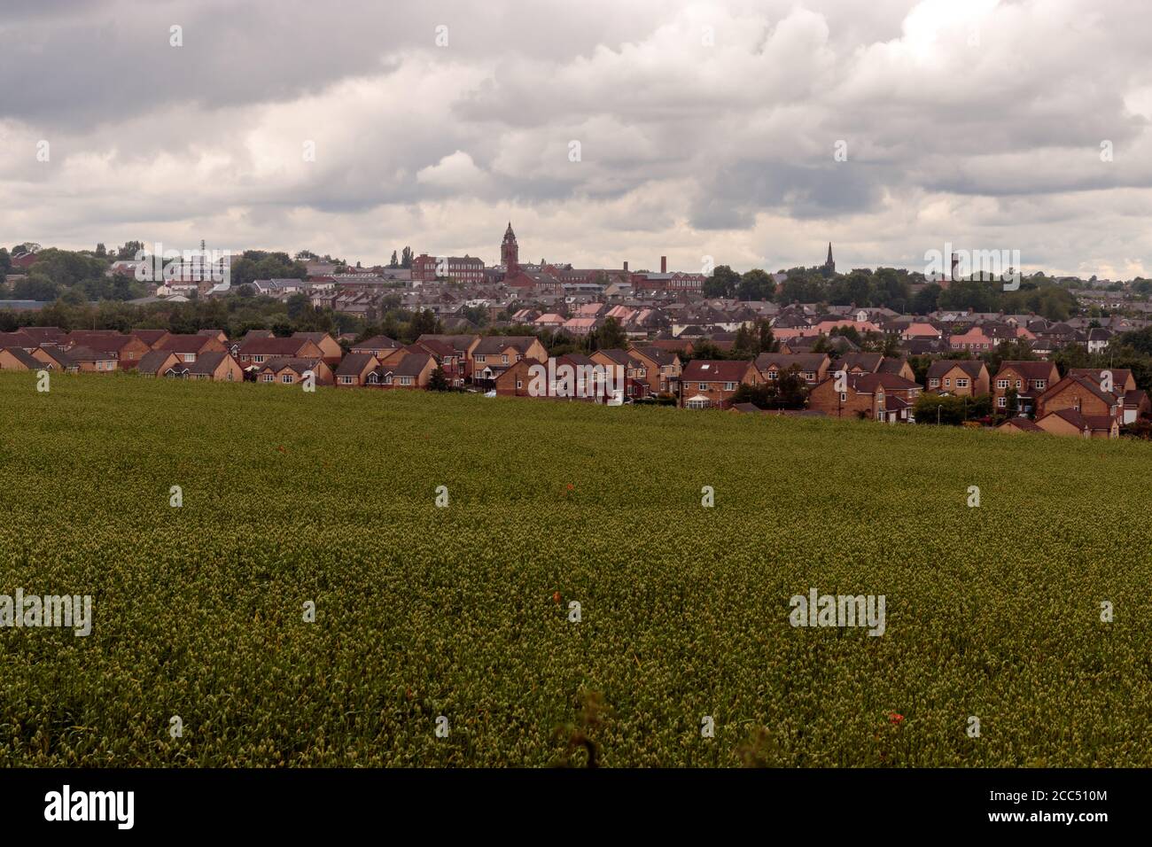 Vista delle case da Topcliffe Lane, Morley Foto Stock