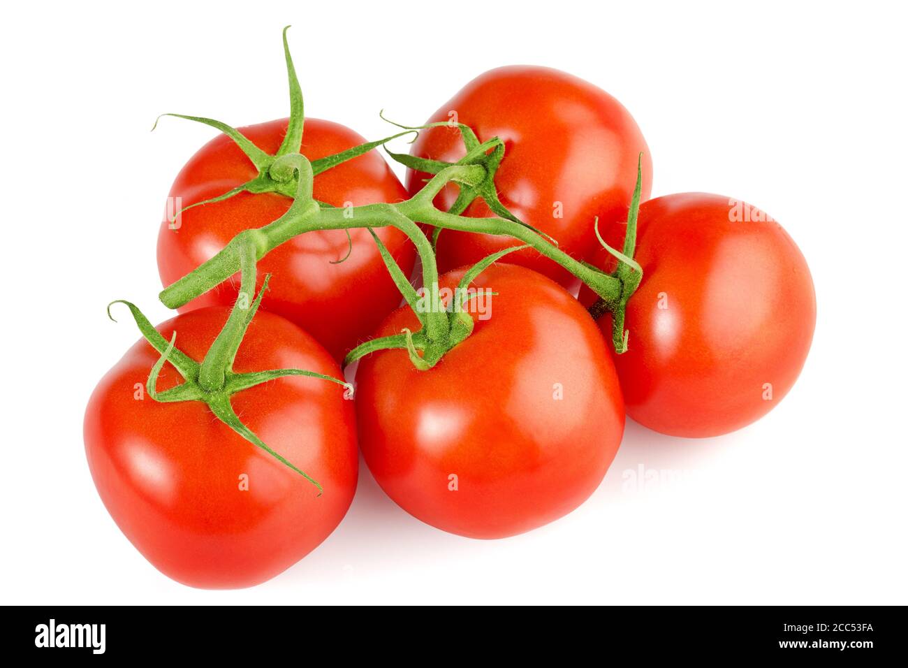 mazzo di pomodori rossi isolati su sfondo bianco Foto Stock
