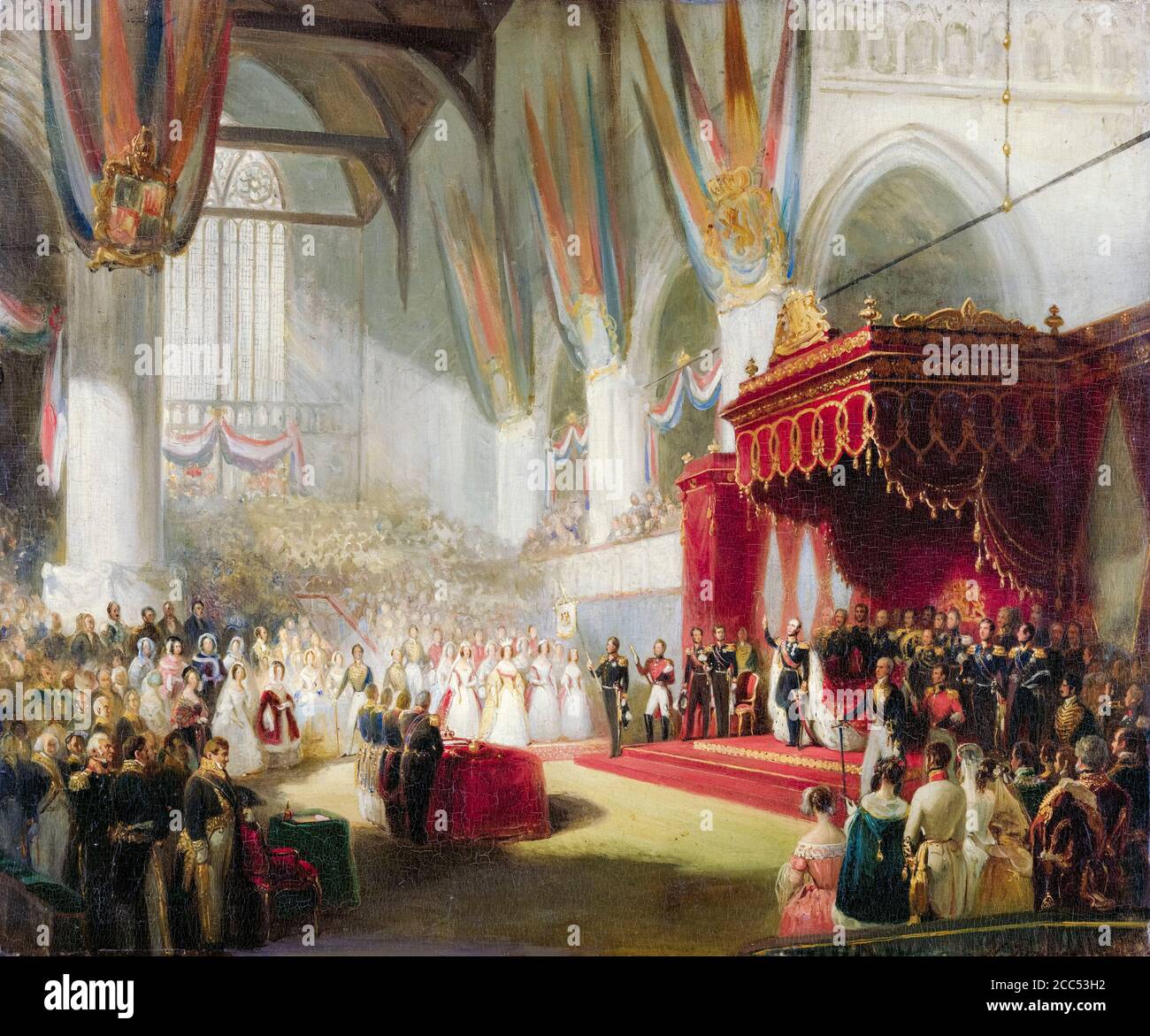 L'Inaugurazione di re Guglielmo II (1792-1849), re dei Paesi Bassi, nel Nieuwe Kerk di Amsterdam il 28 novembre 1840, dipinto di Nicolaas Pieneman, 1840-1845 Foto Stock