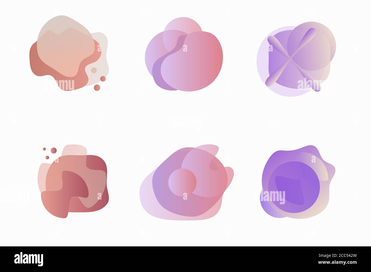 Blot, gocce pastello astratte multicolore per la progettazione di sfondi di applicazioni, sfondi di social media. Transizioni di colore uniformi nelle forme di gocciolamento Illustrazione Vettoriale