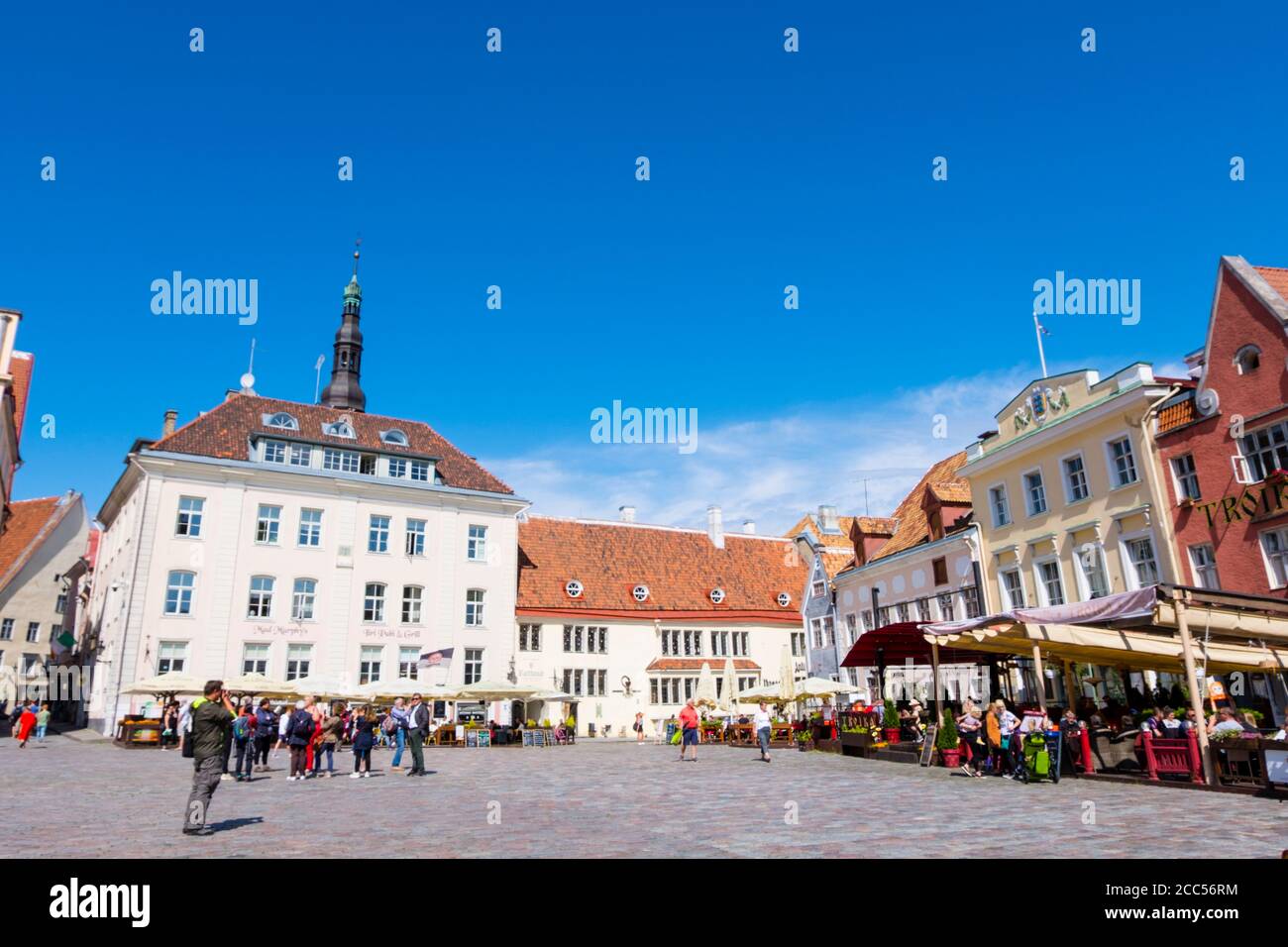 Raekoja plats, piazza della città vecchia, Tallinn, Estonia Foto Stock