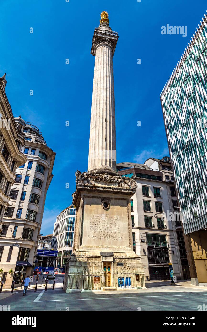 Un monumento al Grande Incendio di Londra, Regno Unito Foto Stock