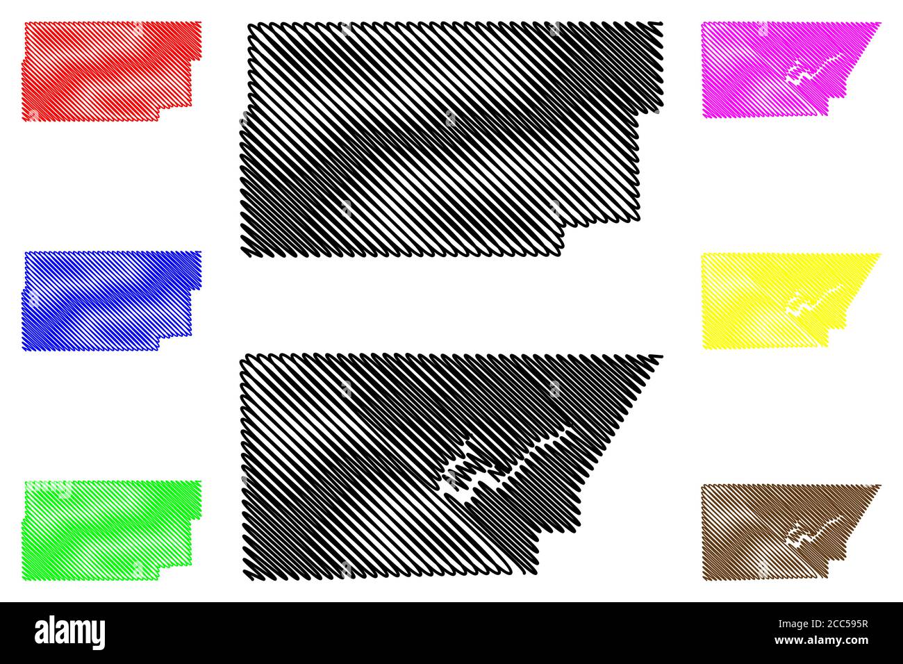DeWitt e Douglas County, Illinois (Stati Uniti, Stati Uniti d'America, Stati Uniti, Stati Uniti, Stati Uniti), illustrazione vettoriale mappa, schizzo di scrimolo DeWitt e Douglas Illustrazione Vettoriale
