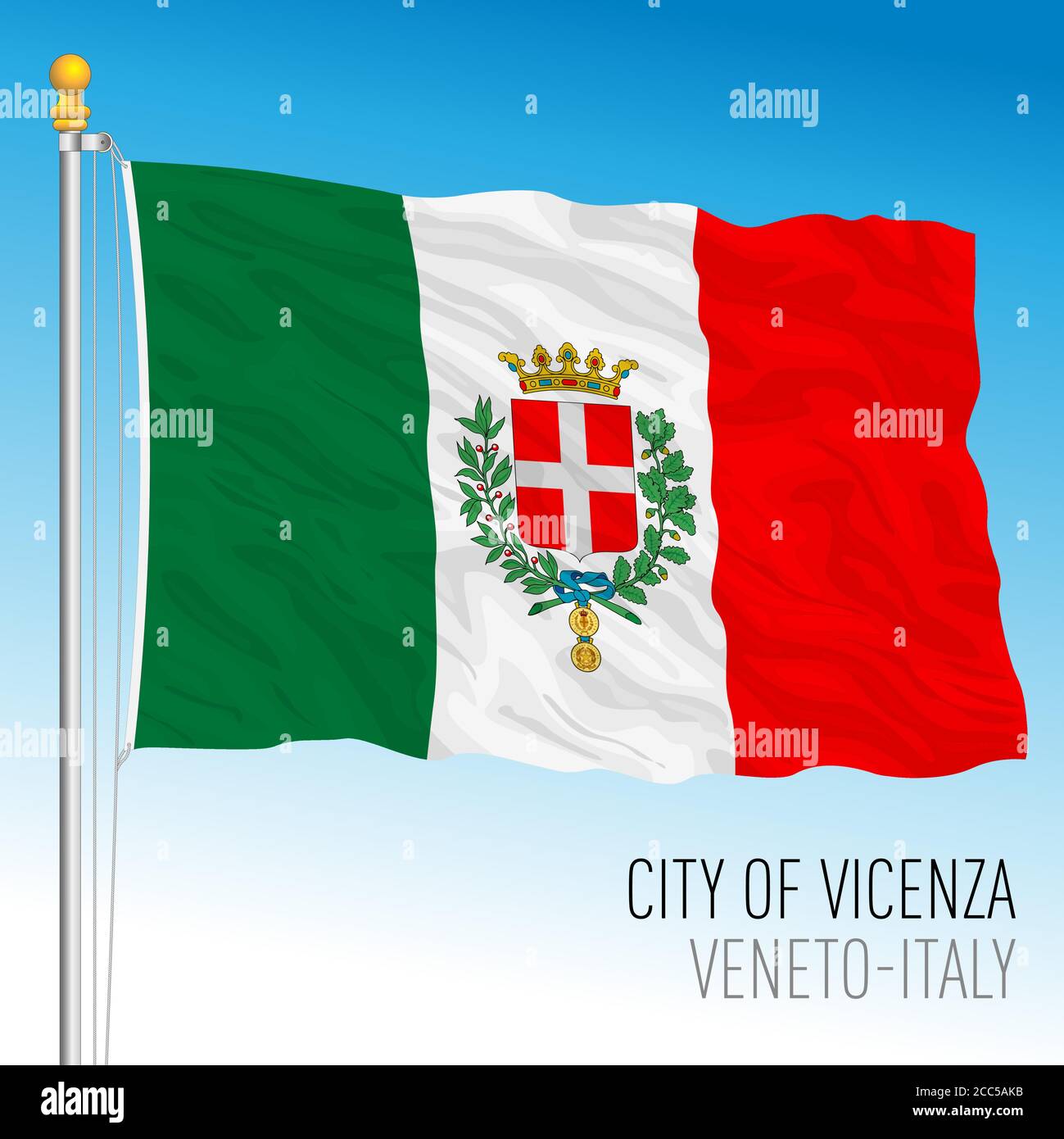 Vicenza, bandiera ufficiale della città e del comune, Veneto, Italia, illustrazione vettoriale Illustrazione Vettoriale