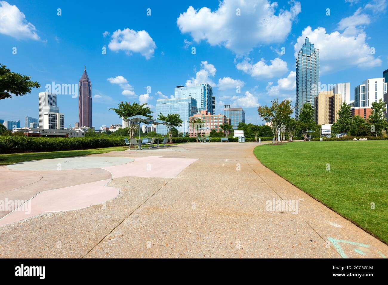 Edifici nel centro di Atlanta dal parco pubblico, Georgia, Stati Uniti Foto Stock