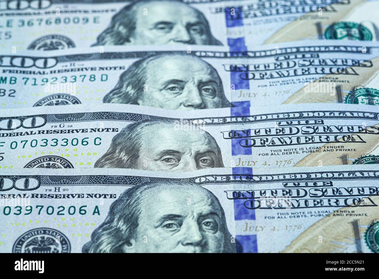 Un centinaio di dollari fattura dettaglio 8 Foto Stock