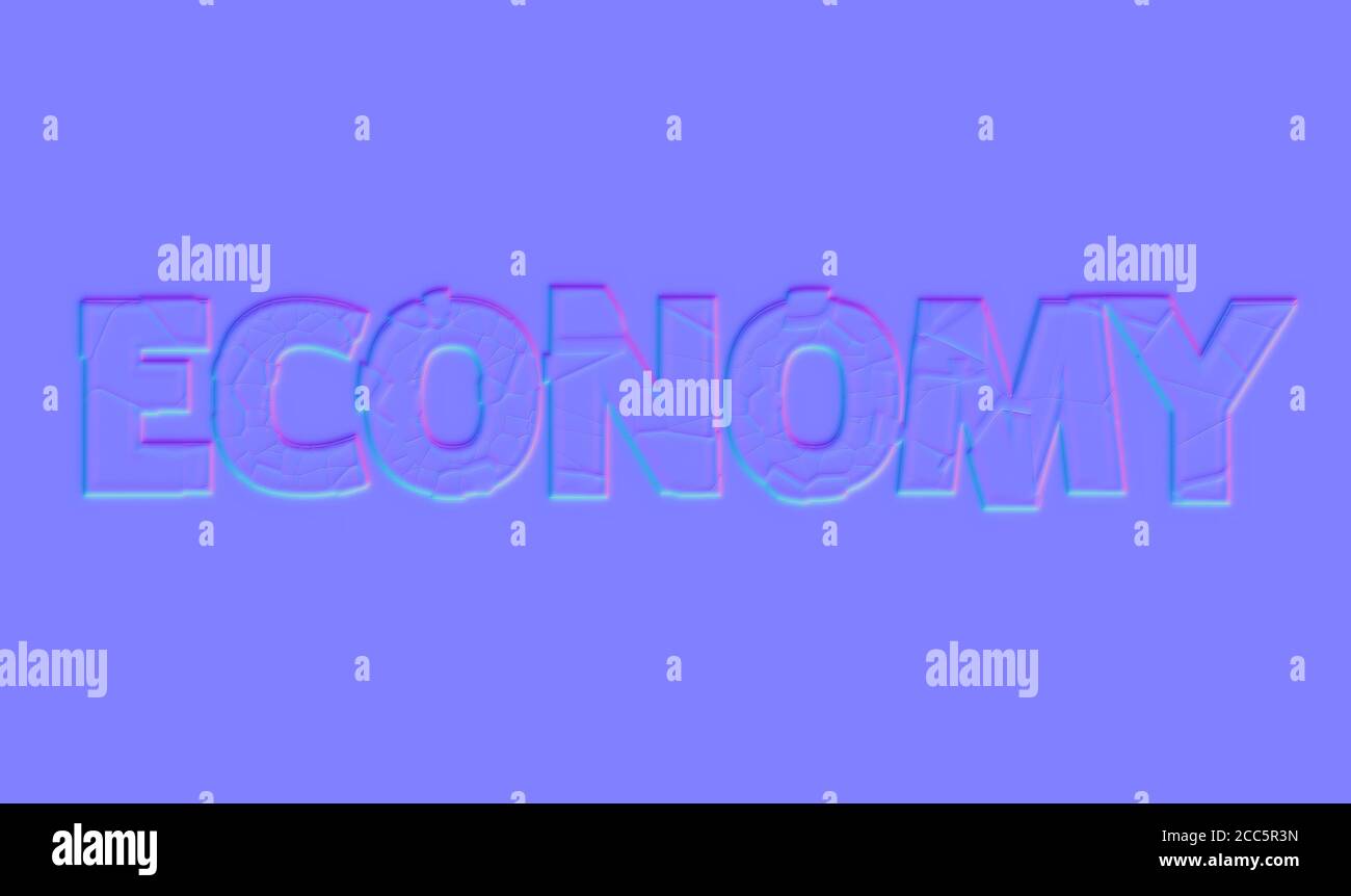 Mappa normale di lettere spezzate, economia spezzata, concetto di distruzione dell'economia del paese. Immagine generata dal computer Foto Stock