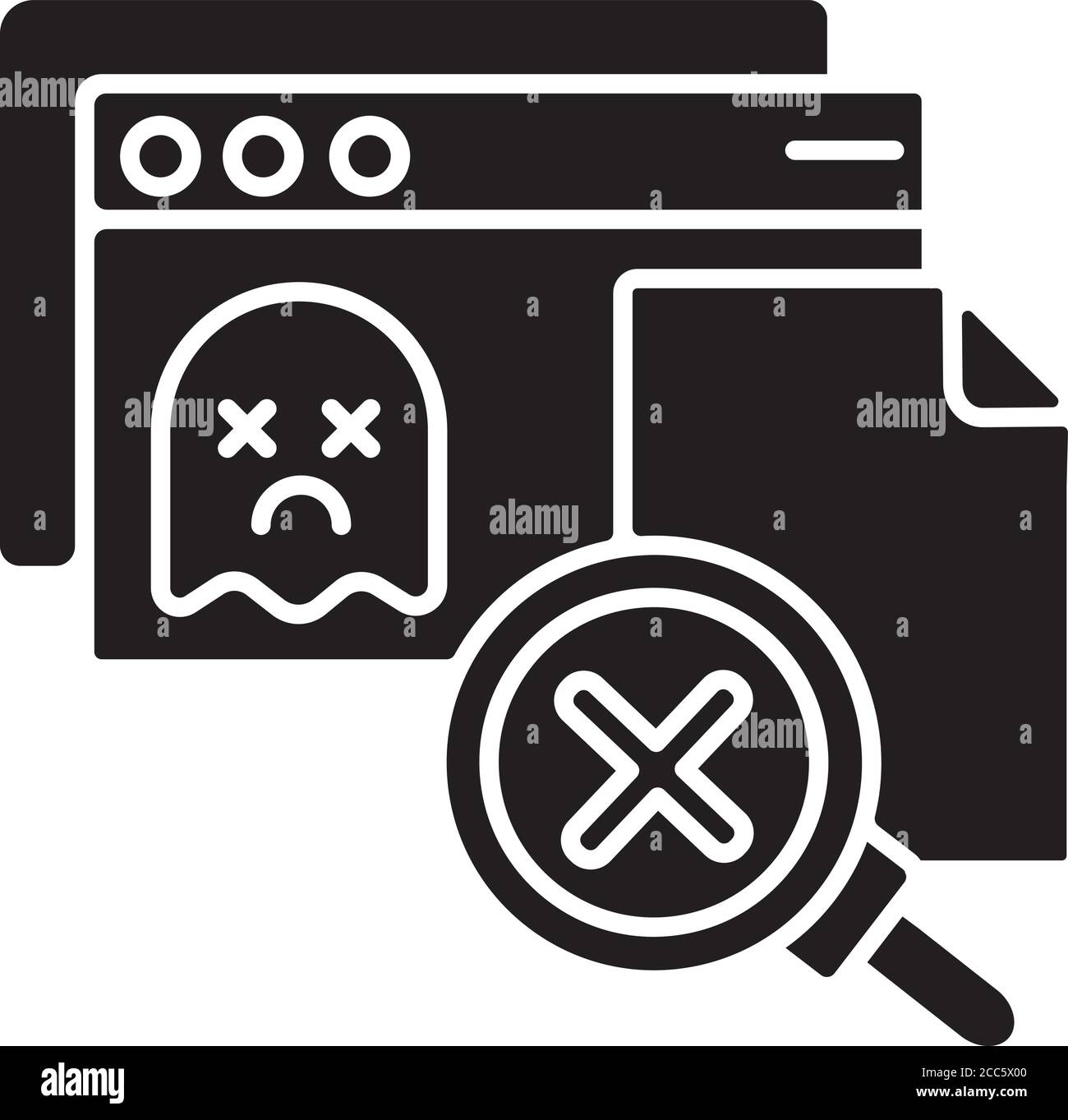 Pagina non trovata icona glifo nero Illustrazione Vettoriale