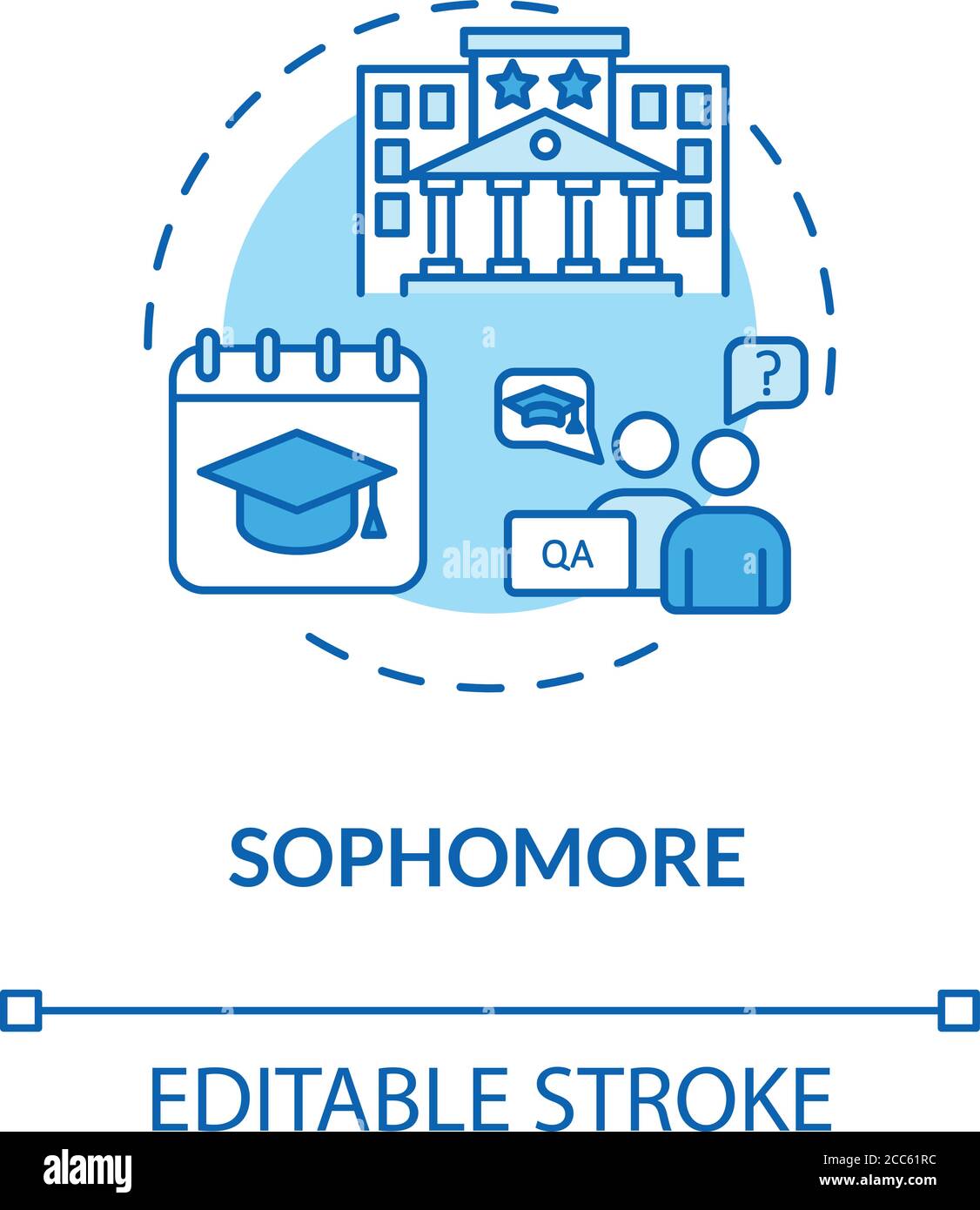 Icona concettuale turchese sophomore Illustrazione Vettoriale