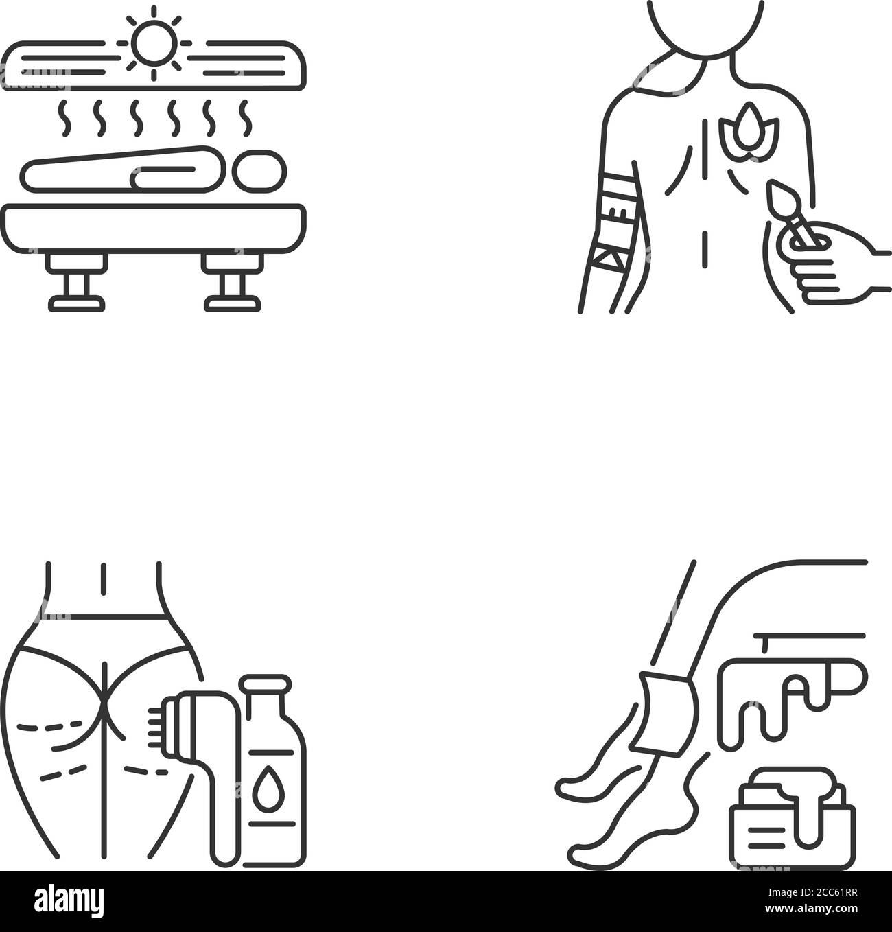 Set di icone lineari per la cura del corpo Illustrazione Vettoriale