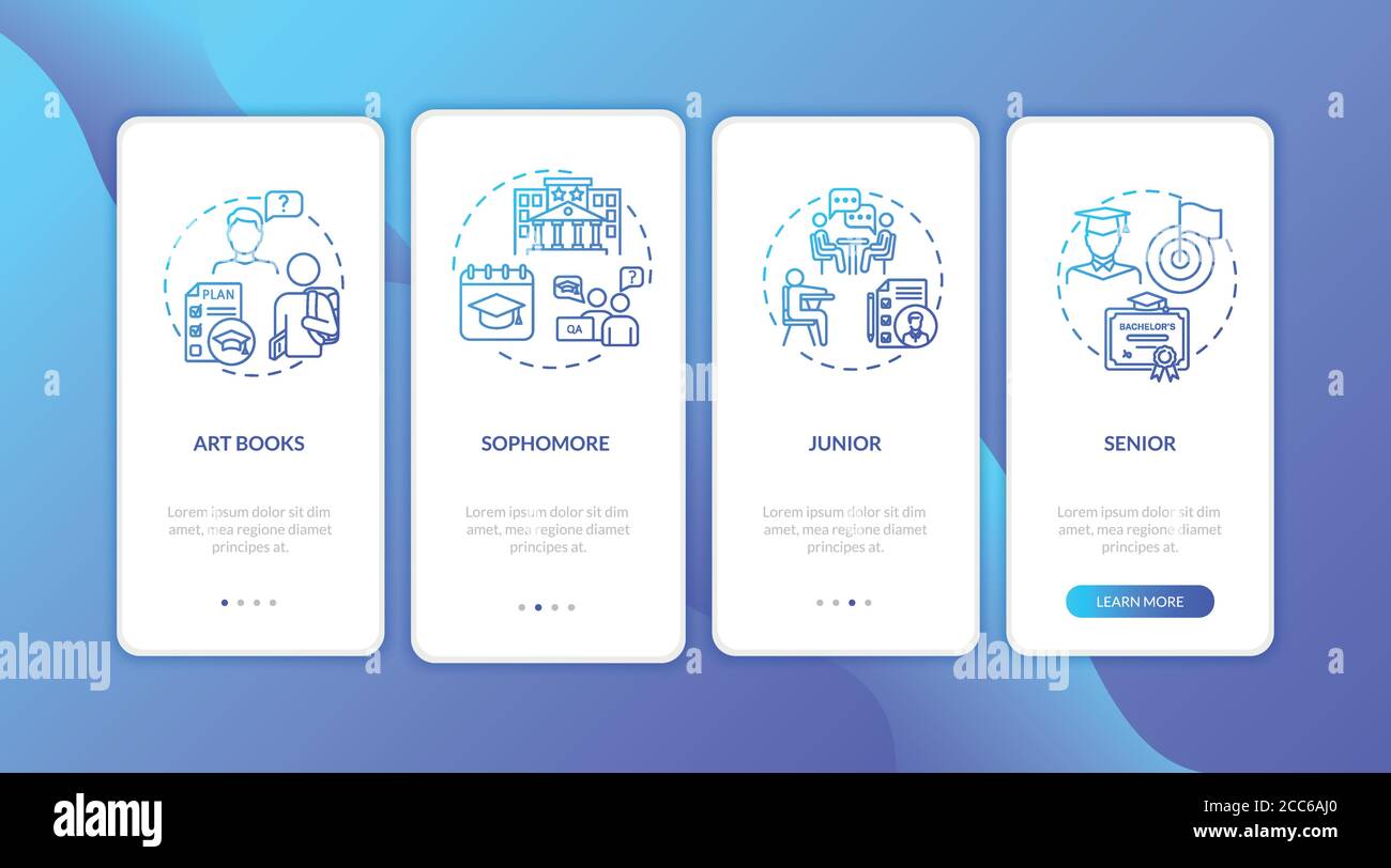 Schermata della pagina dell'app mobile con concetti per il periodo dell'anno di formazione Illustrazione Vettoriale