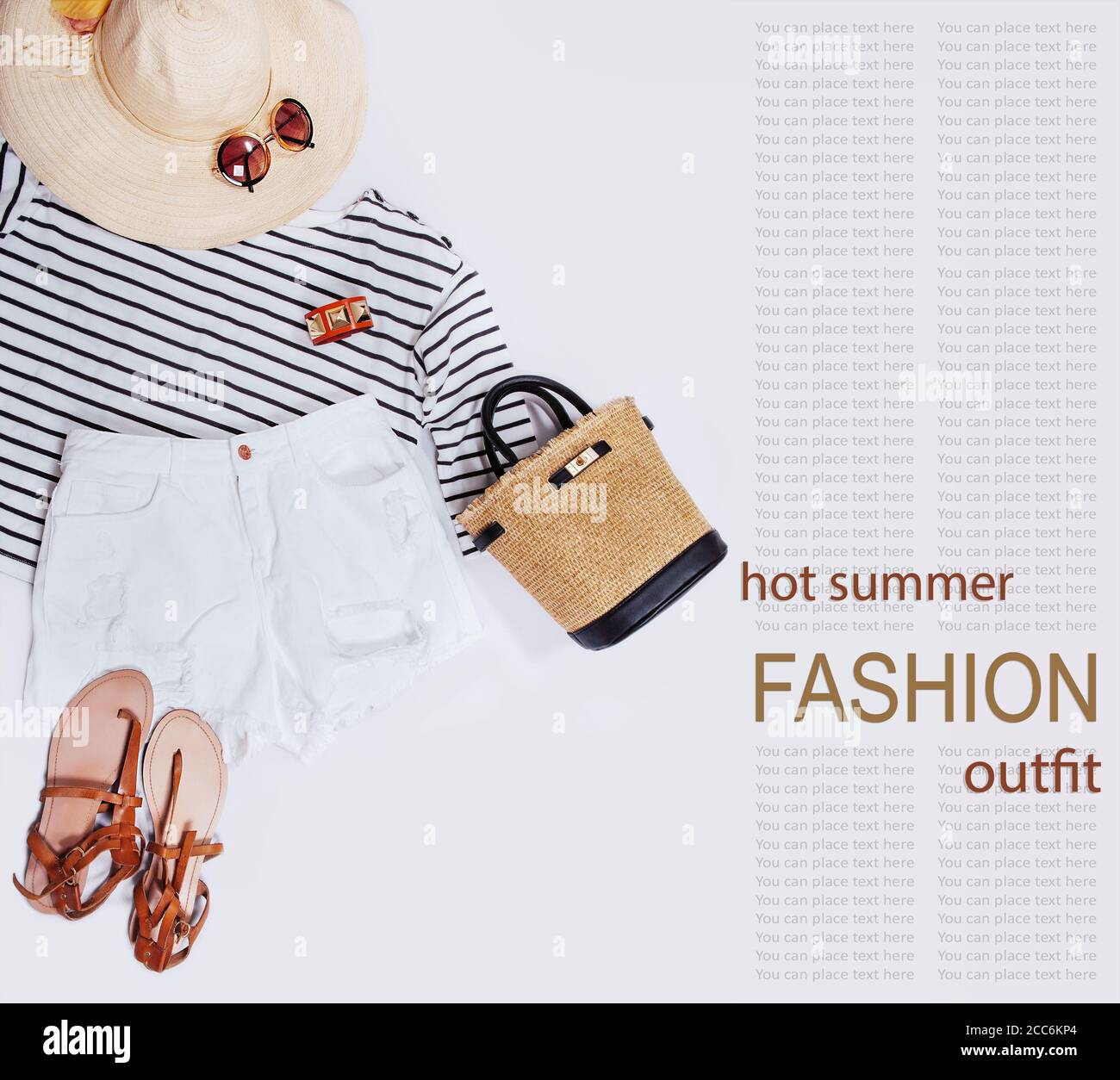 Outfit donna spiaggia per calde giornate estive Foto Stock