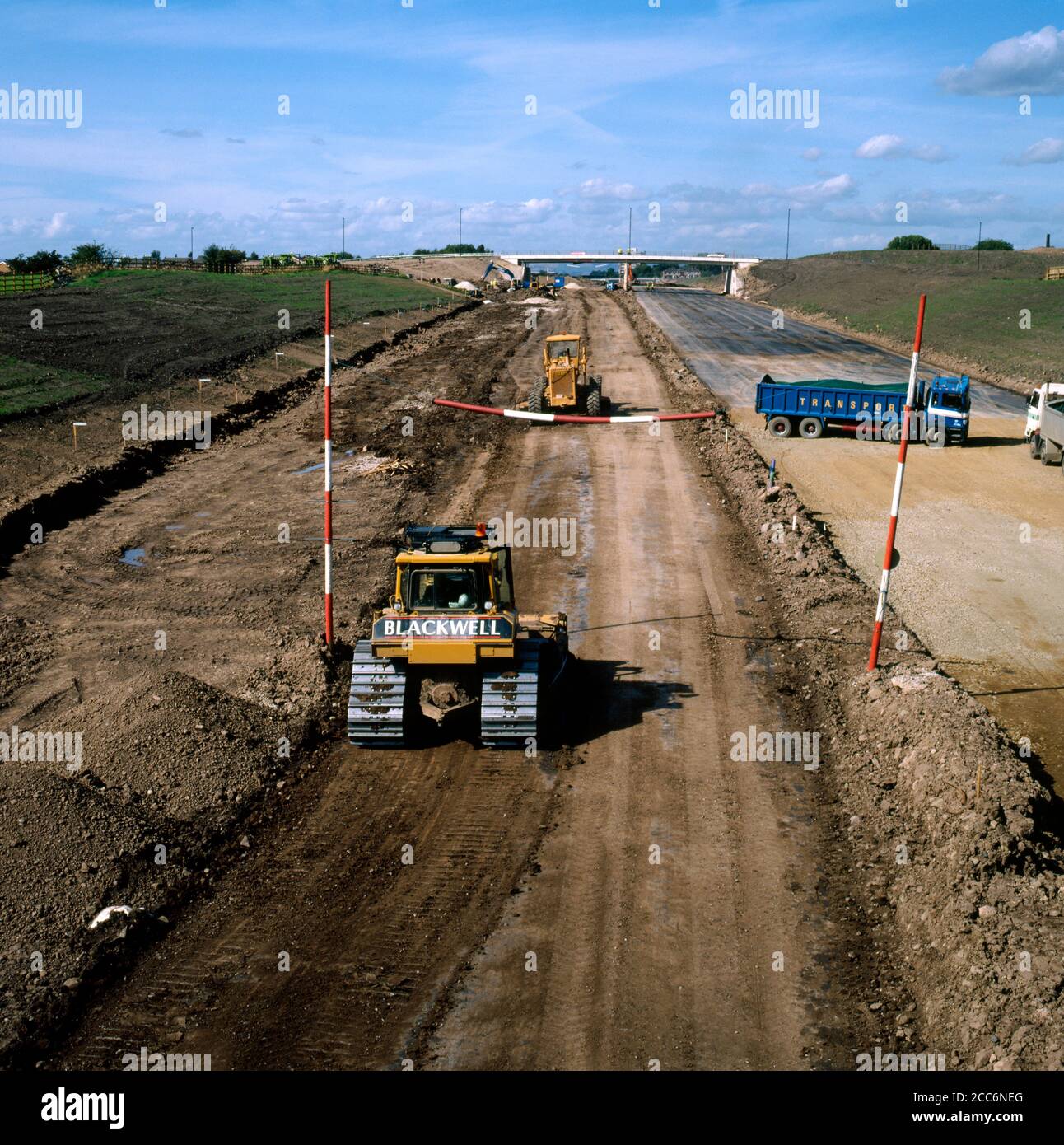 L'autostrada M60 in costruzione, settembre 1999, Droylsden, Tameside, Manchester, Regno Unito. Manchester, circonvallazione esterna. Foto Stock