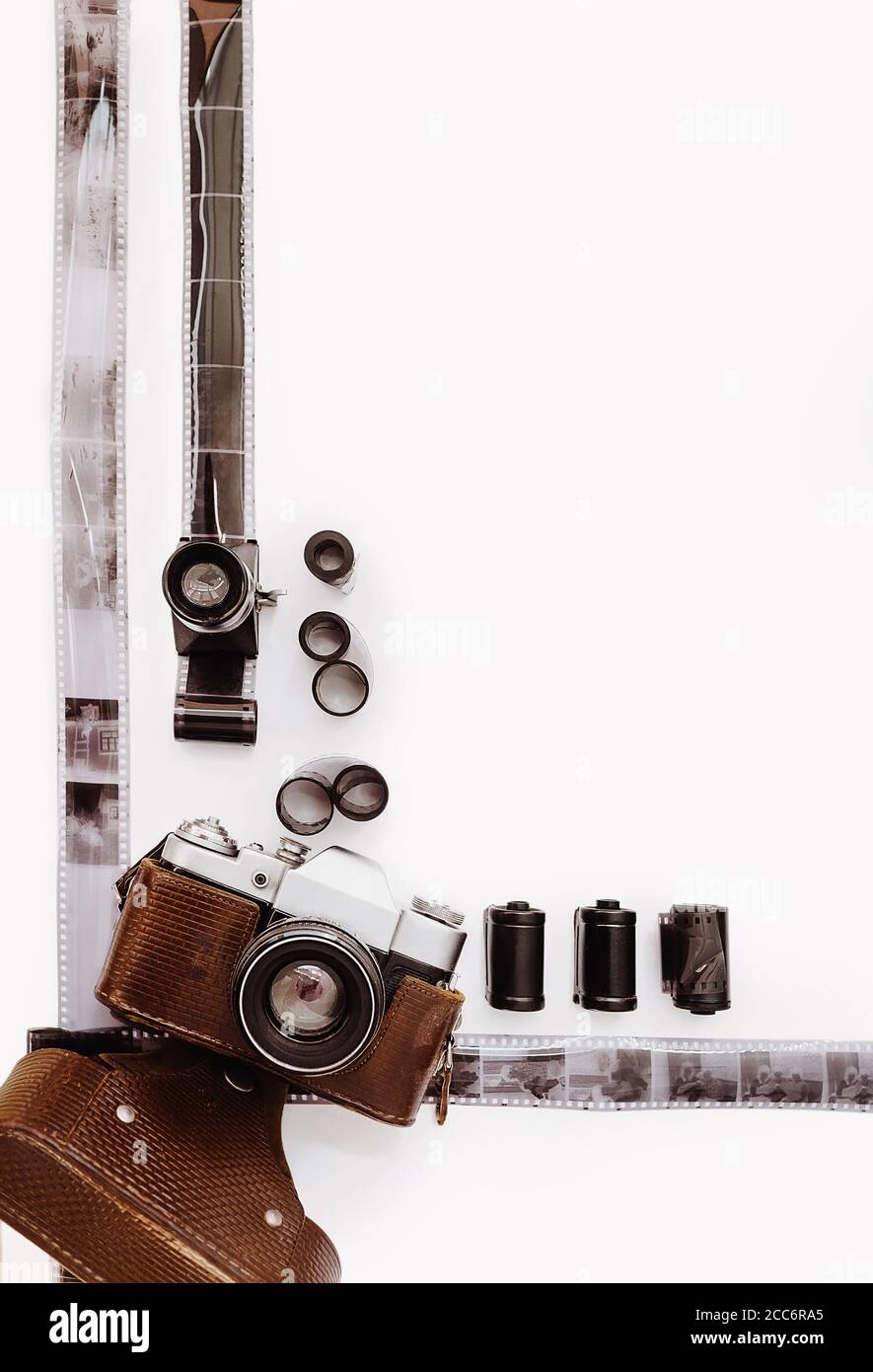 Inquadratura con film e telecamera vintage Foto Stock