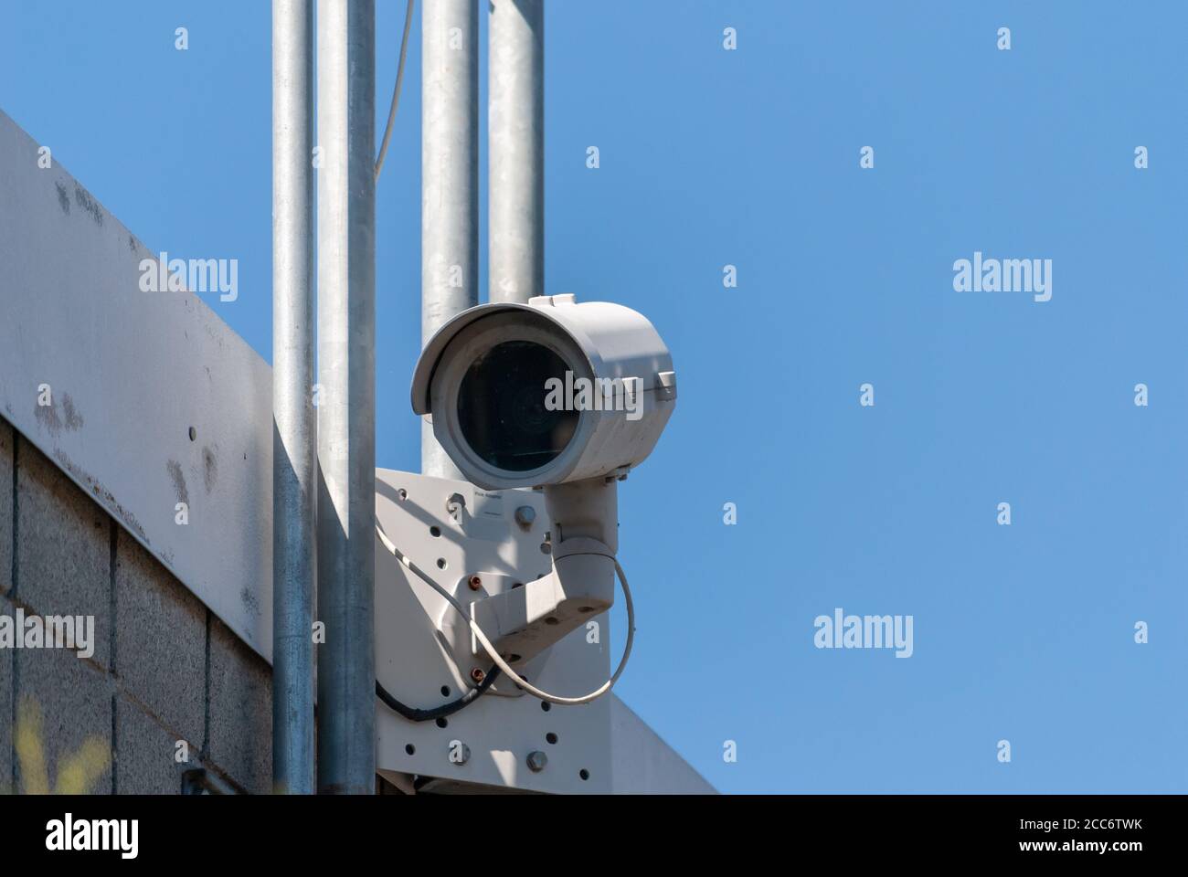 Telecamera di sicurezza sulla passeggiata lungo il fiume Mount Vernon. Foto Stock