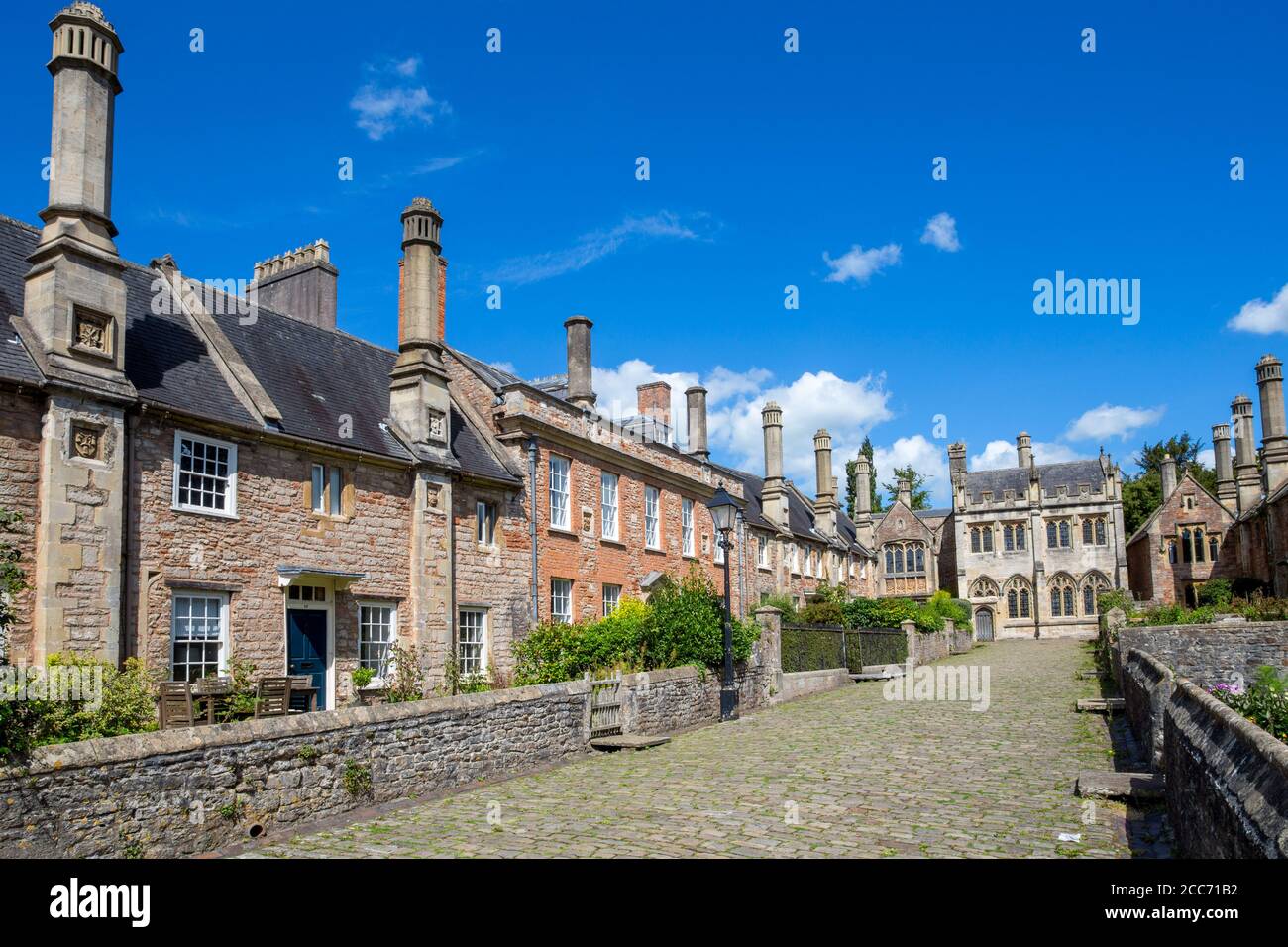 Historic Vicars' Close Road a Wells, Somerset, Inghilterra Foto Stock