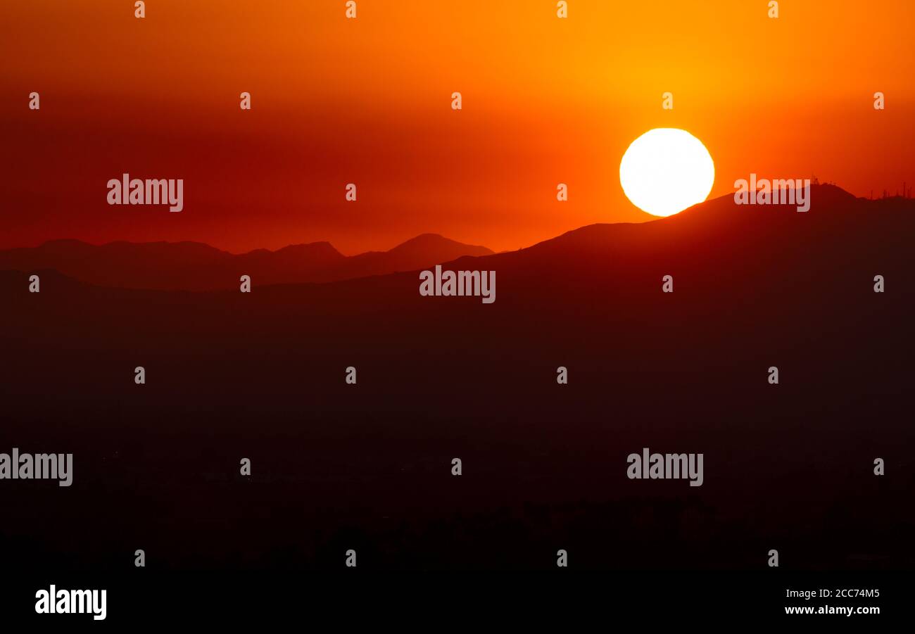 Orange Sunset Burbank, California Foto Stock