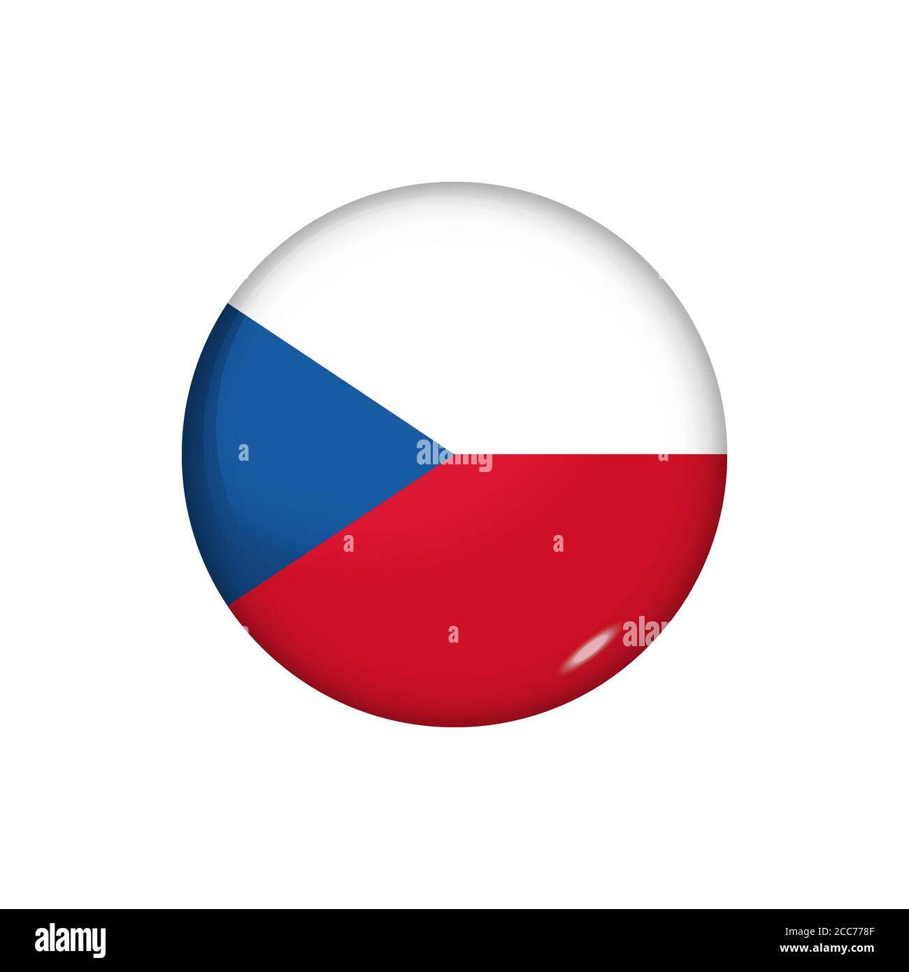 Bandiera rotonda della Repubblica Ceca. Illustrazione vettoriale. Pulsante, icona, badge lucido Illustrazione Vettoriale