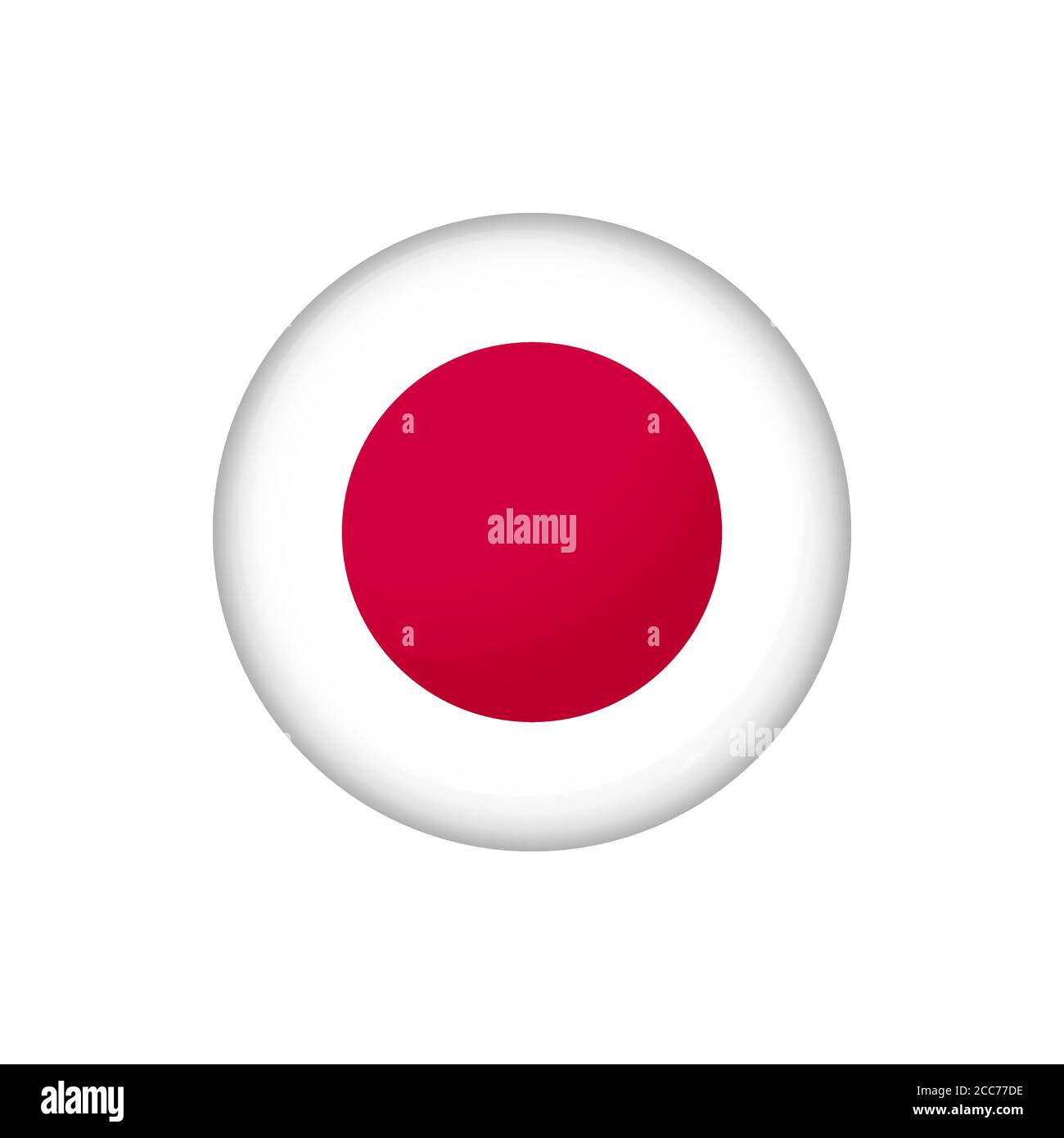 Bandiera rotonda del Giappone. Illustrazione vettoriale. Pulsante, icona, badge lucido Illustrazione Vettoriale